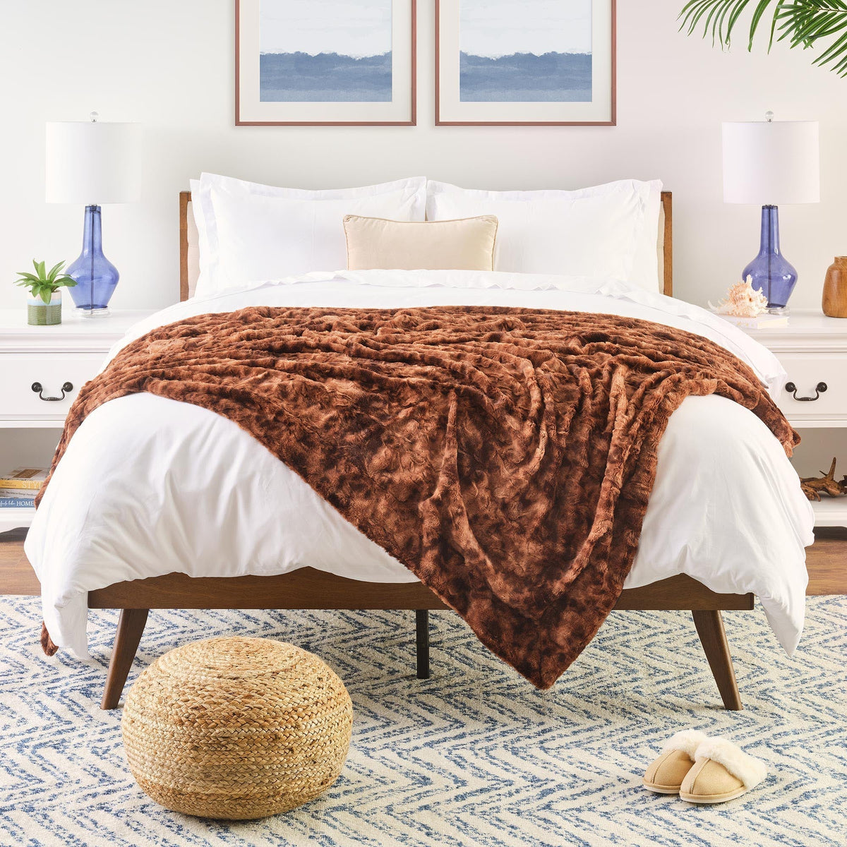 Reversible Oversized Faux Fur Wolf Throw Blanket – Premium Soft Microfiber for Couch, Bed & Chairs | Thomler
