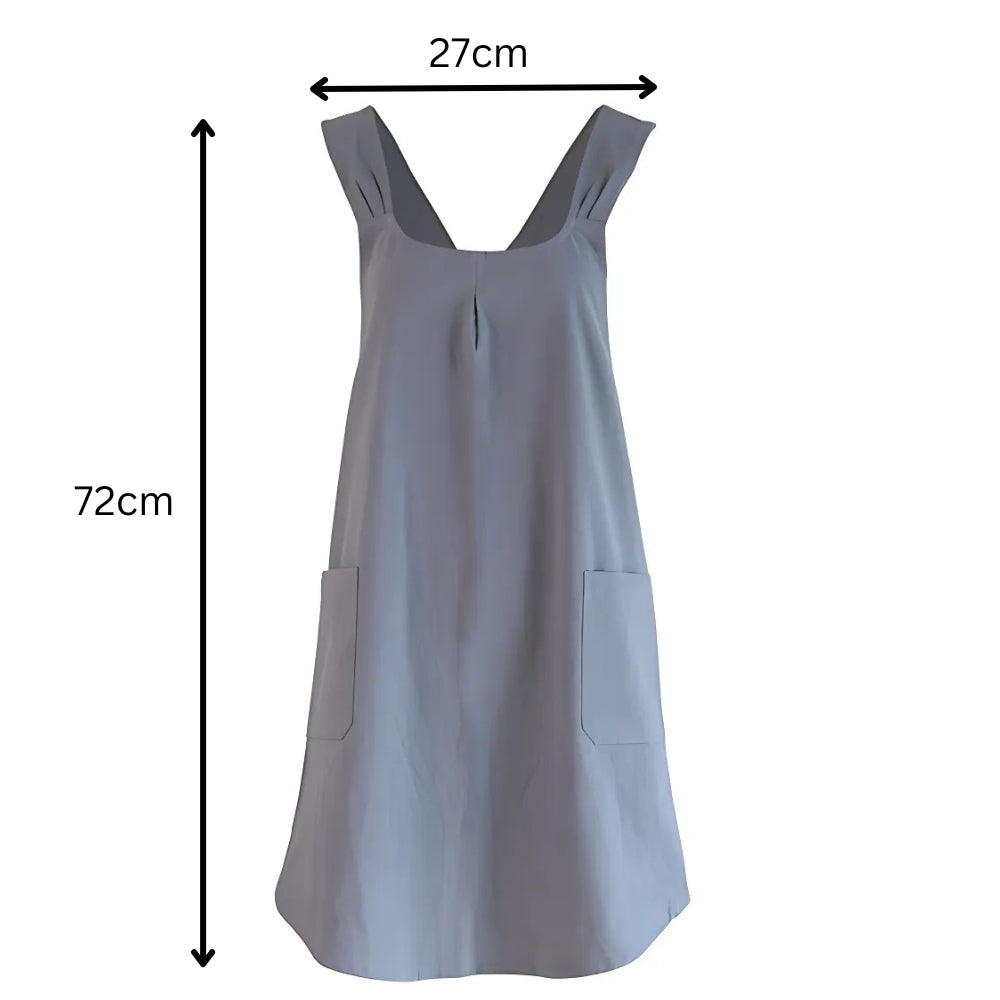Cross-Back Cotton Apron Dress with Pockets for Kitchen, Baking & Gardening | Relaxed Fit Smock for Women | Machine Washable Crafting Coverup | Thomler
