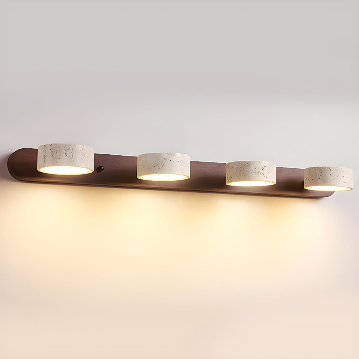 Natural Stone & Wood Dual-LED Architectural Wall Sconce – Contemporary Ambient Lighting | Thomler