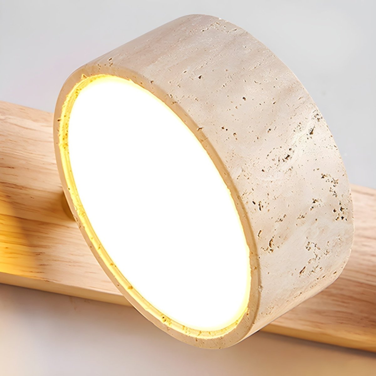 Natural Stone & Wood Dual-LED Architectural Wall Sconce – Contemporary Ambient Lighting | Thomler
