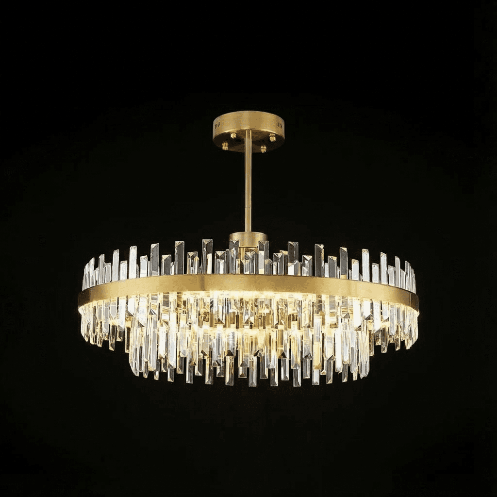 Chandelier Metal K9 Crystal 31.5 in Adjustable Gold Living Room Dining Ceiling Light Luxury Modern Nordic Lighting | Thomler