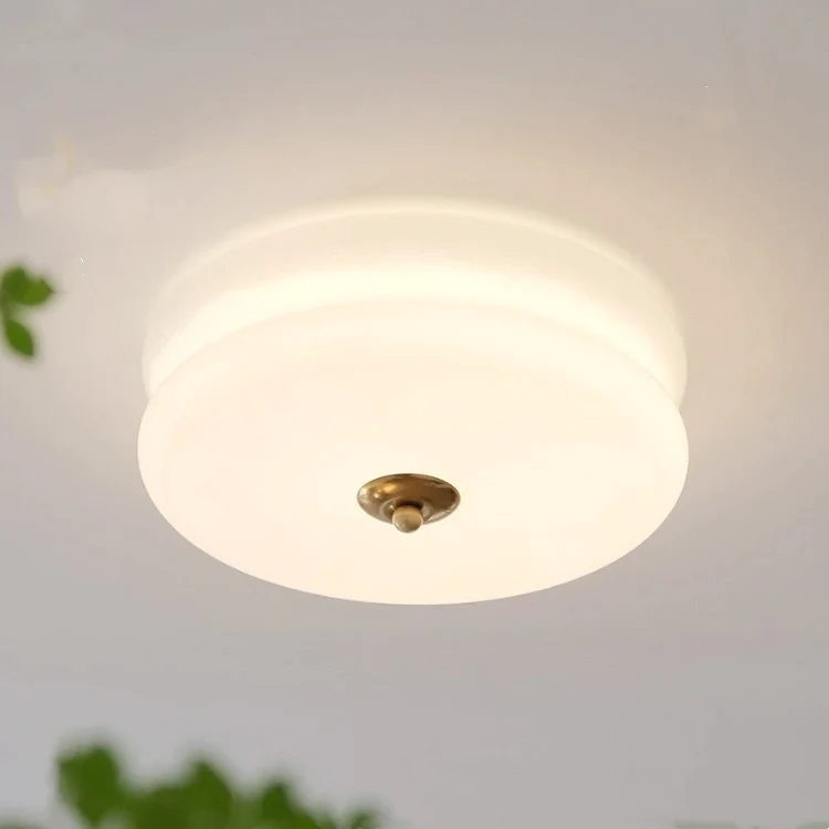 Ceiling Light Glass Metal 13.0 cm Cream Bedroom Living Room Adjustable LED Round Lamp | Thomler
