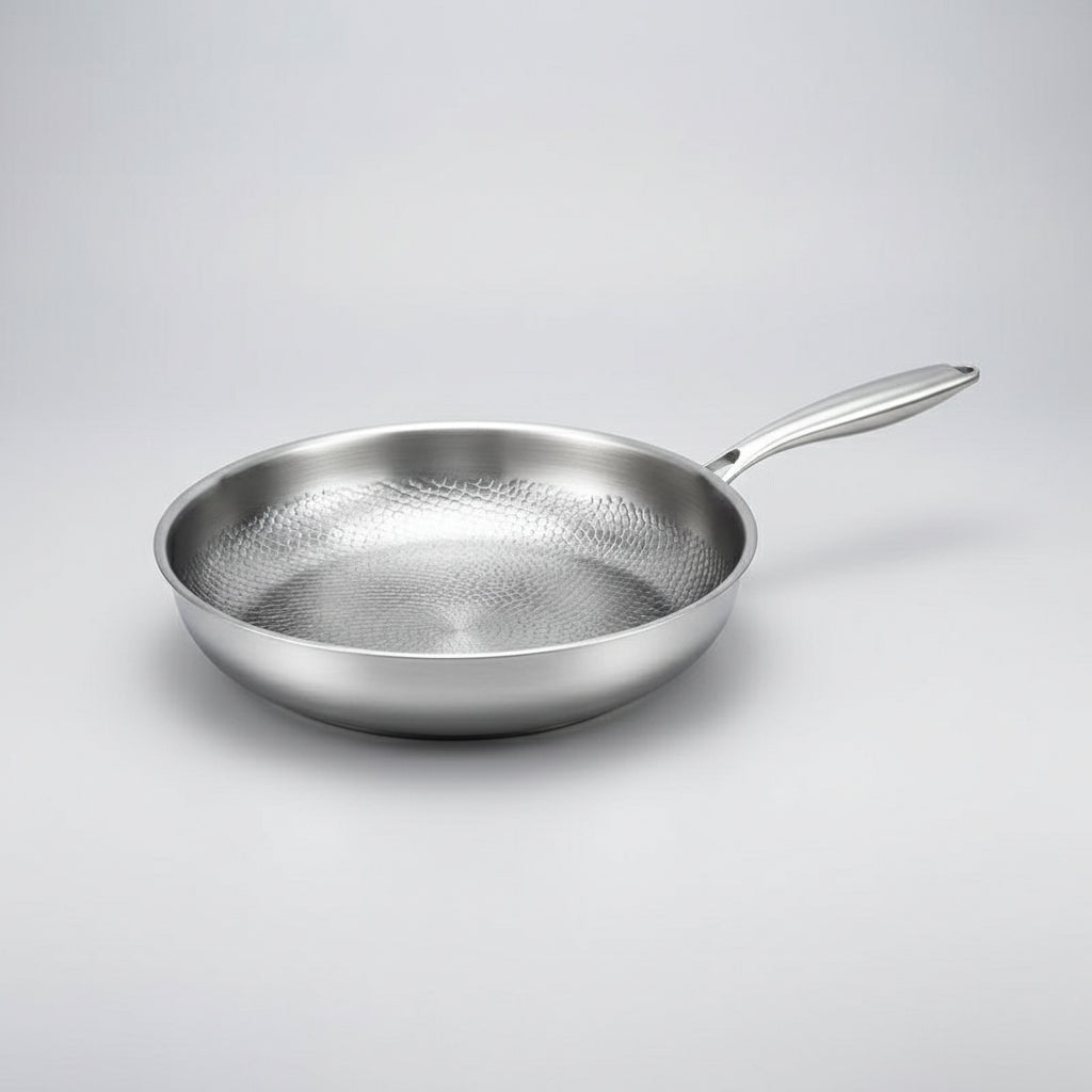 Titanium Hammered Nonstick Skillet for Induction Stovetops – Pure Metal Frying Pan with Natural Release Surface | Thomler