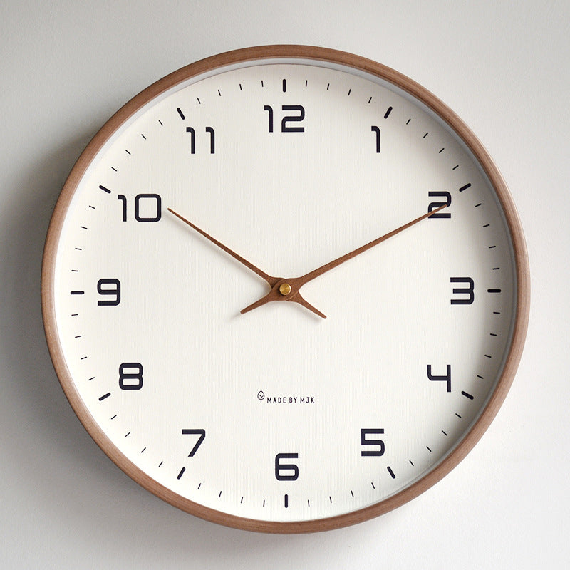 Silent Wood Wall Clock Quartz Movement 10 or 12 Inch Diameter Minimalist Home Decor Timepiece for Living Room Bedroom Office | Thomler