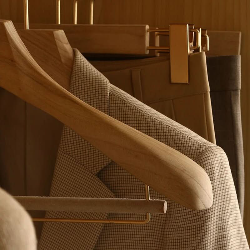 Wide Wood Coat Hangers with Shoulder Contour for Suits Jackets Dresses – Premium Closet Space Savers for Bedroom Wardrobe Organization | Thomler