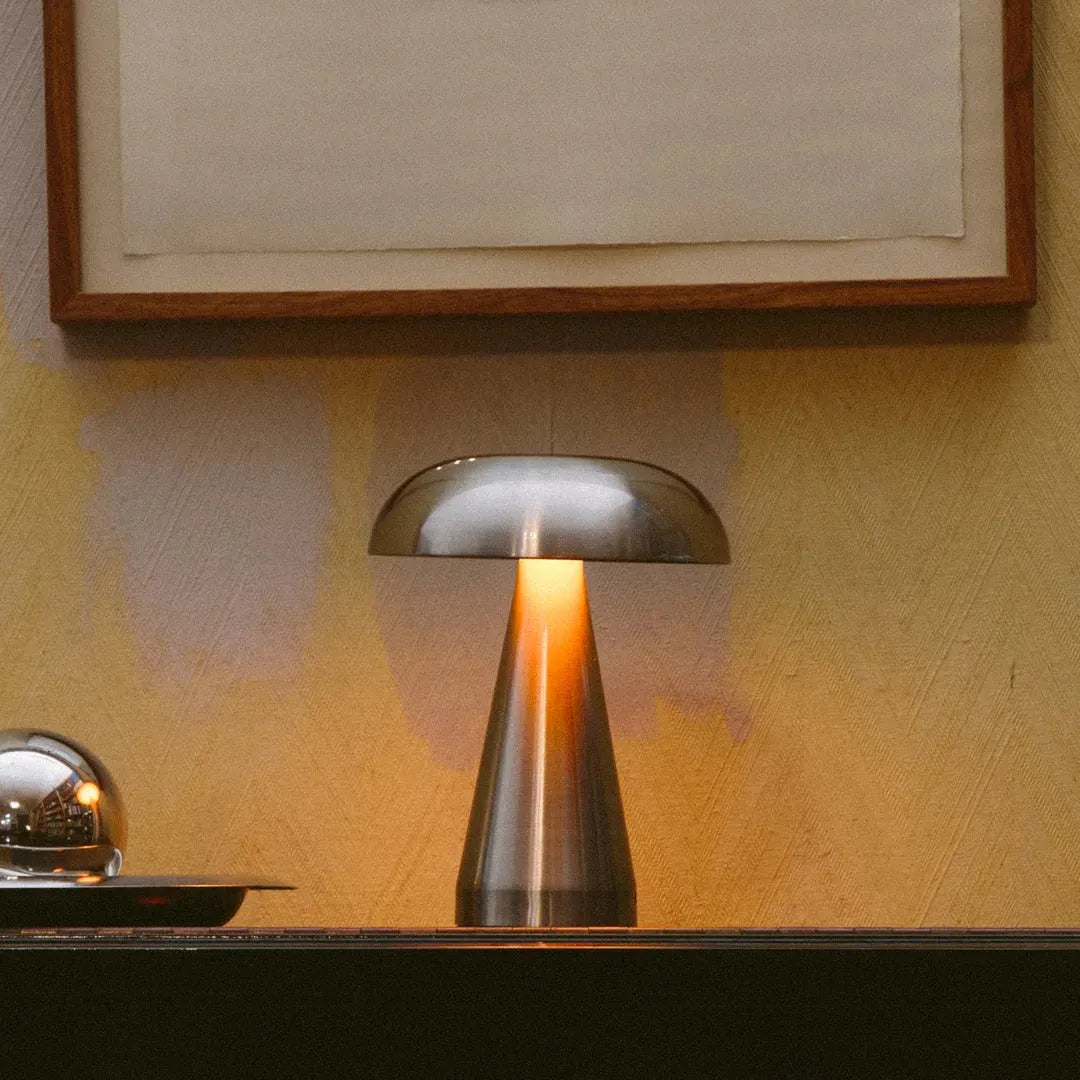 Table Lamp Metal 21.5 cm Wireless Touch Rechargeable Indoor Outdoor Patio Bedside Dining Ambient Lighting USB C | Thomler