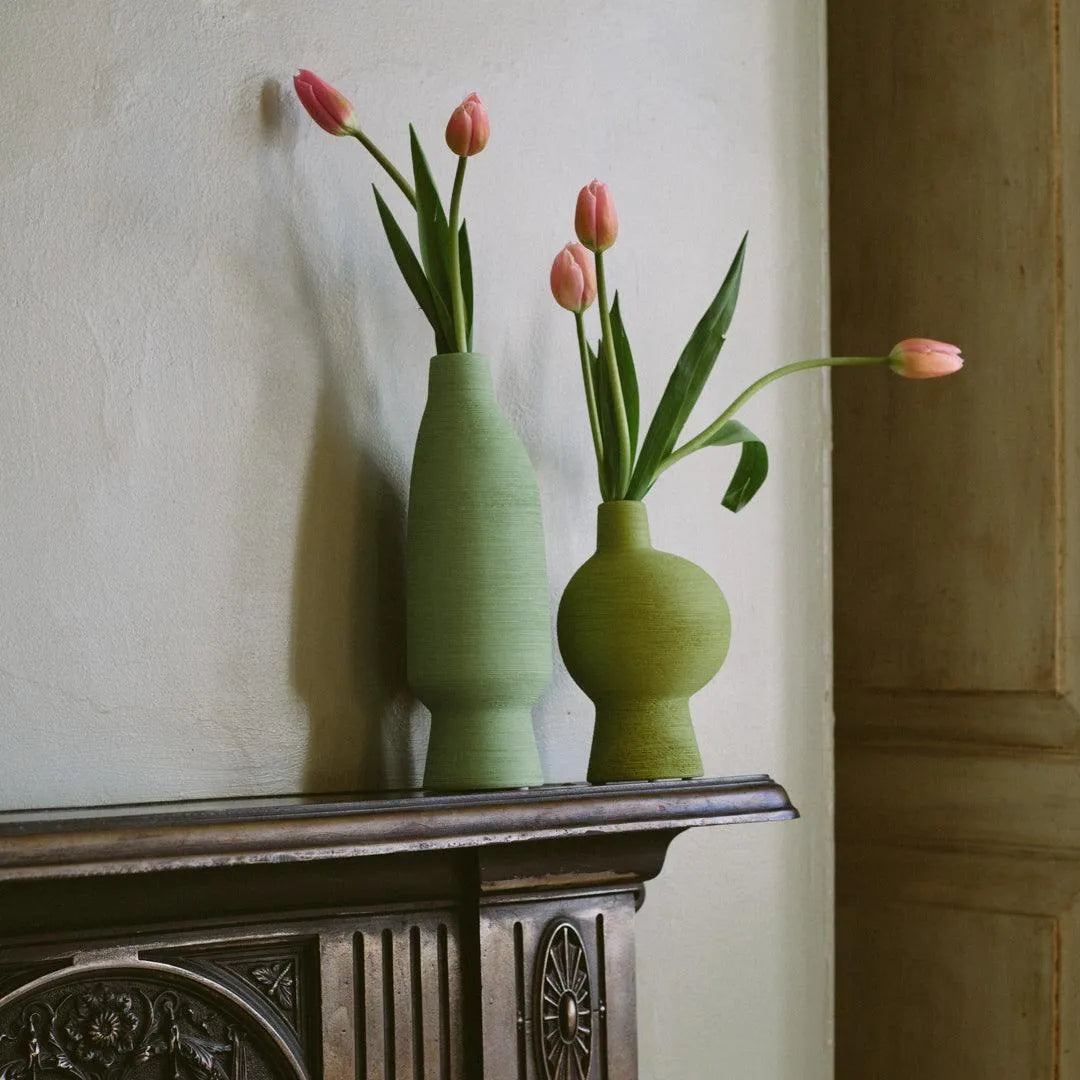 Vase Ceramic 30.0 cm (11.8") Green Decorative Living Room Dining Table Sculptural Interior Accent Art Vessel | Thomler