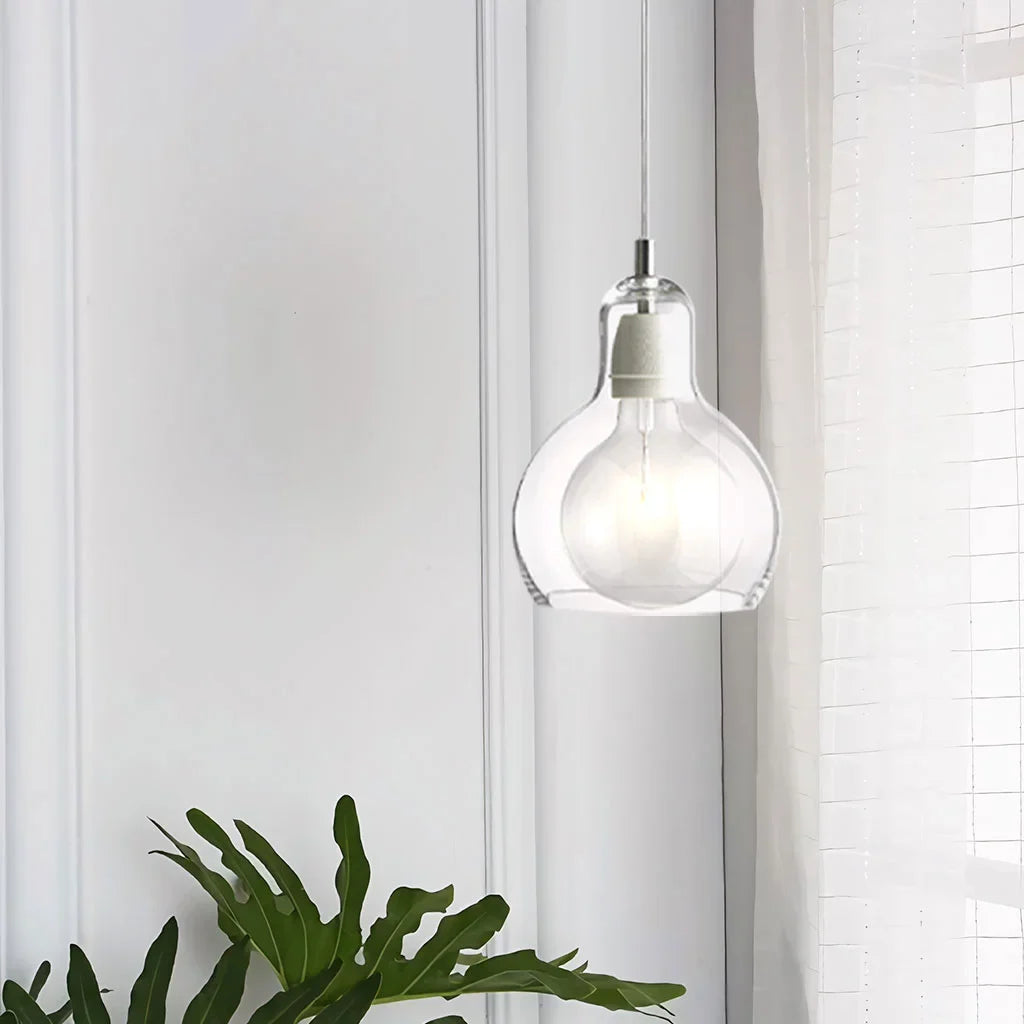 Pendant Light Glass 8 in Clear Warm Glow Living Room Bedroom Dining Room Hanging Lamp | Thomler