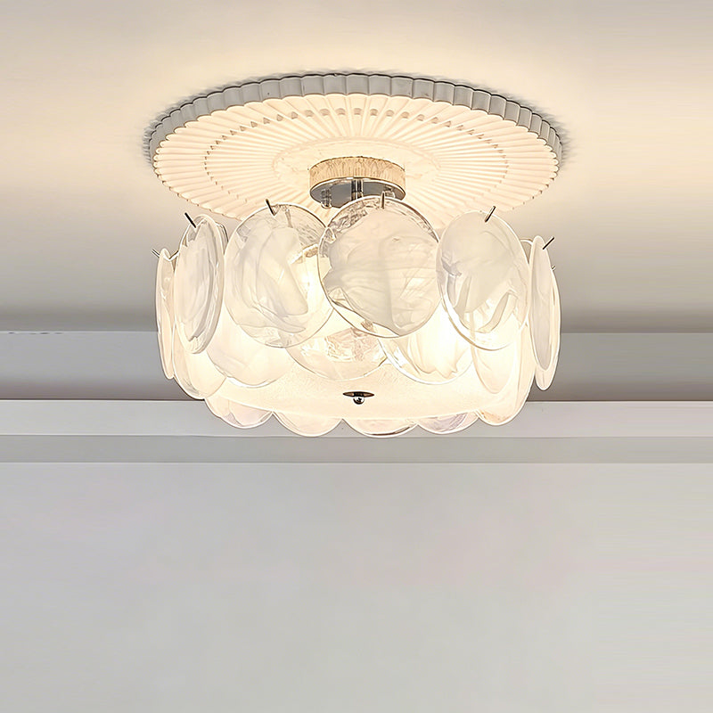 Circular Glass Flush Mount Ceiling Light – Contemporary Metal Frame with Translucent Dome – Available in 4 Colors | Thomler