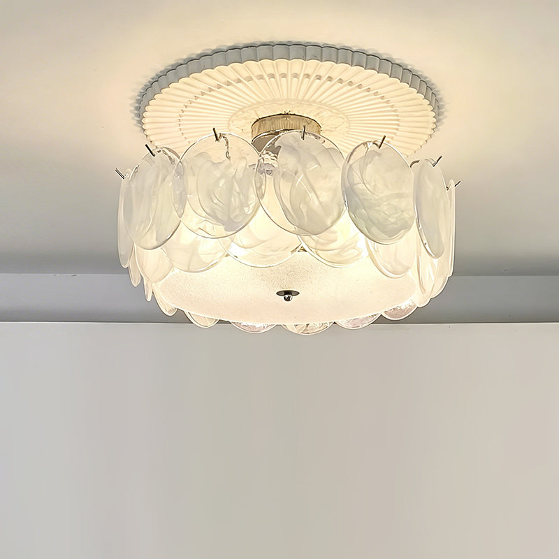Circular Glass Flush Mount Ceiling Light – Contemporary Metal Frame with Translucent Dome – Available in 4 Colors | Thomler