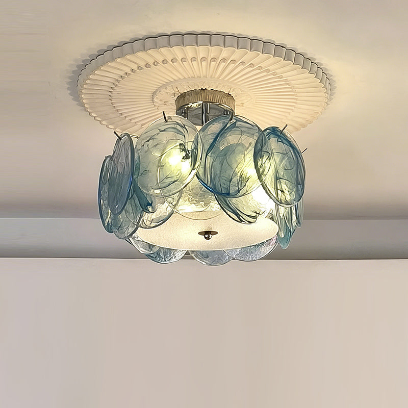 Circular Glass Flush Mount Ceiling Light – Contemporary Metal Frame with Translucent Dome – Available in 4 Colors | Thomler