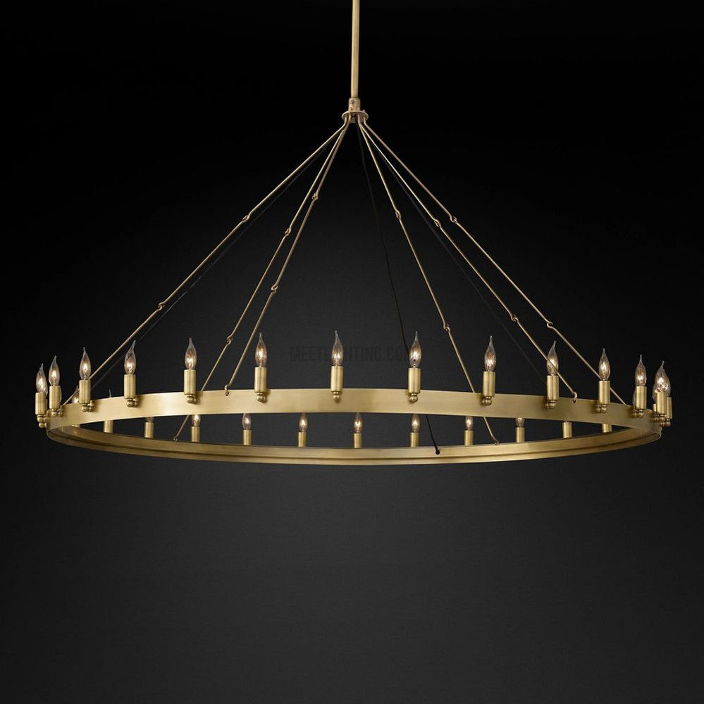 Circular Iron Ring Chandelier with Candelabra Bulbs – Statement Lighting for High Ceilings – 5 Diameter Options from 27" to 73" | Thomler