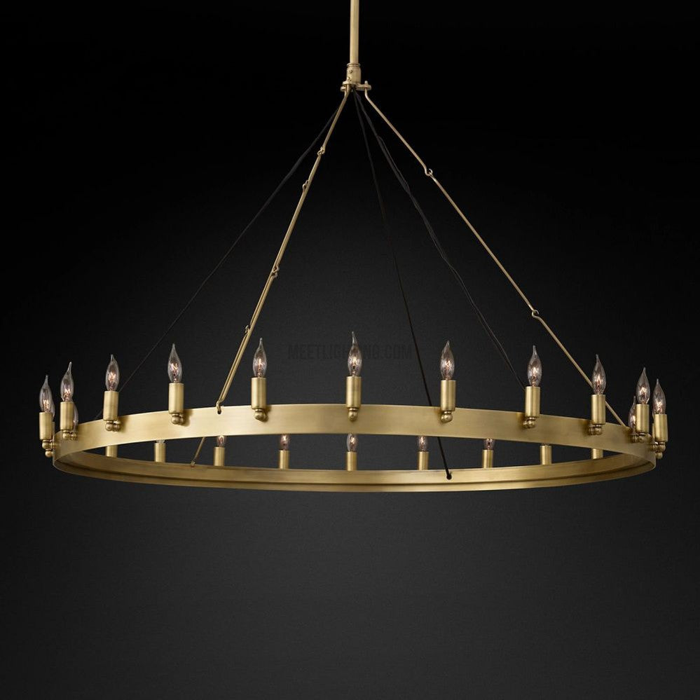 Circular Iron Ring Chandelier with Candelabra Bulbs – Statement Lighting for High Ceilings – 5 Diameter Options from 27" to 73" | Thomler