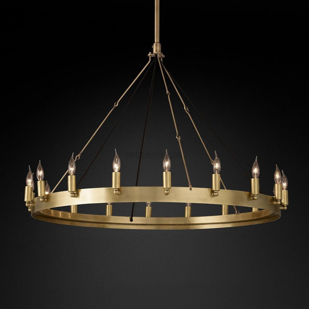 Circular Iron Ring Chandelier with Candelabra Bulbs – Statement Lighting for High Ceilings – 5 Diameter Options from 27" to 73" | Thomler