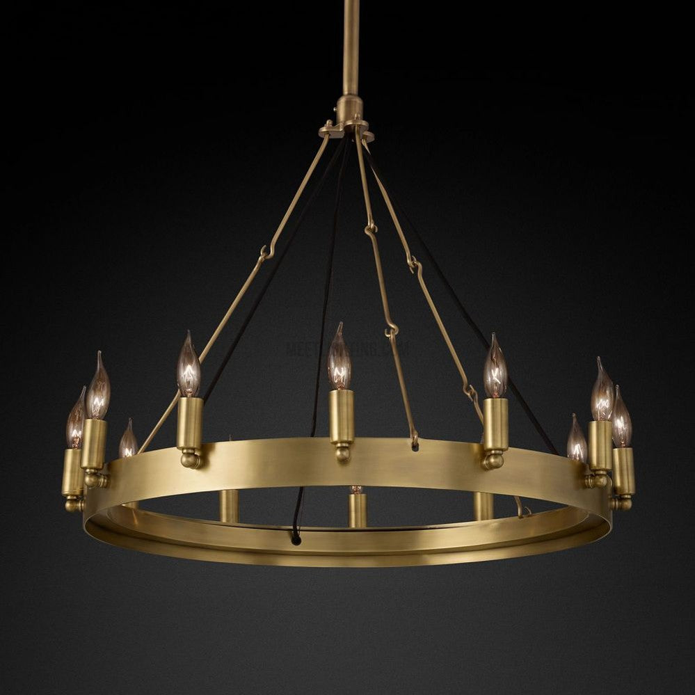 Circular Iron Ring Chandelier with Candelabra Bulbs – Statement Lighting for High Ceilings – 5 Diameter Options from 27" to 73" | Thomler
