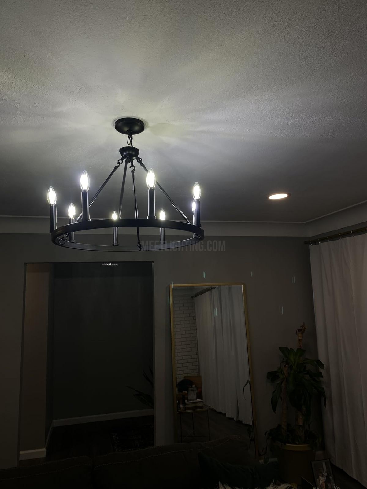 Circular Iron Ring Chandelier with Candelabra Bulbs – Statement Lighting for High Ceilings – 5 Diameter Options from 27" to 73" | Thomler