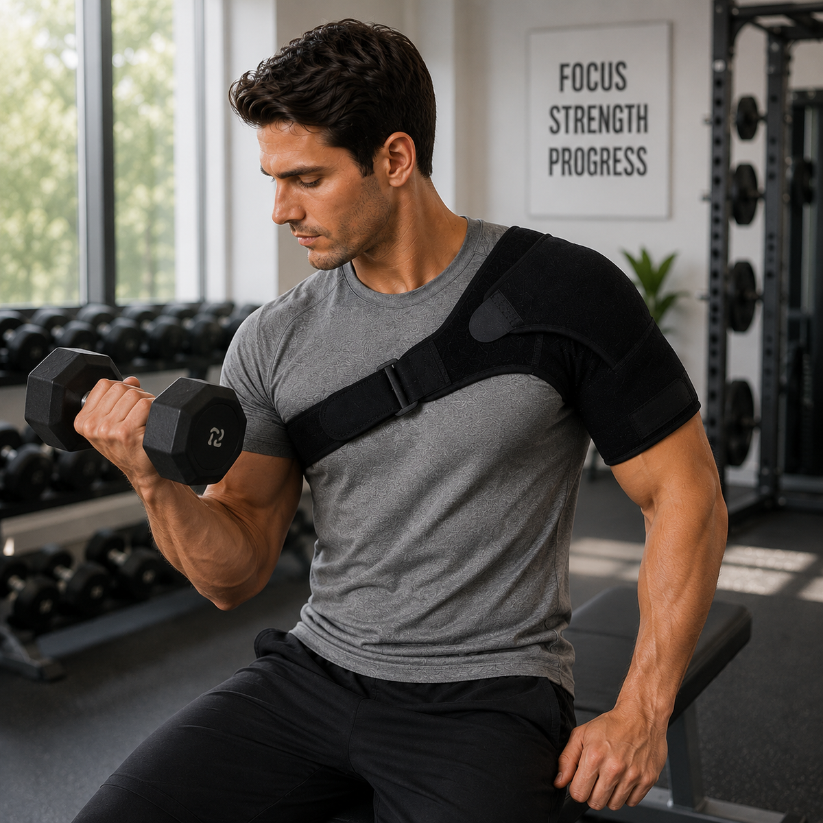 Adjustable Shoulder Support Brace with Compression Straps for Pain Relief & Stability | Thomler
