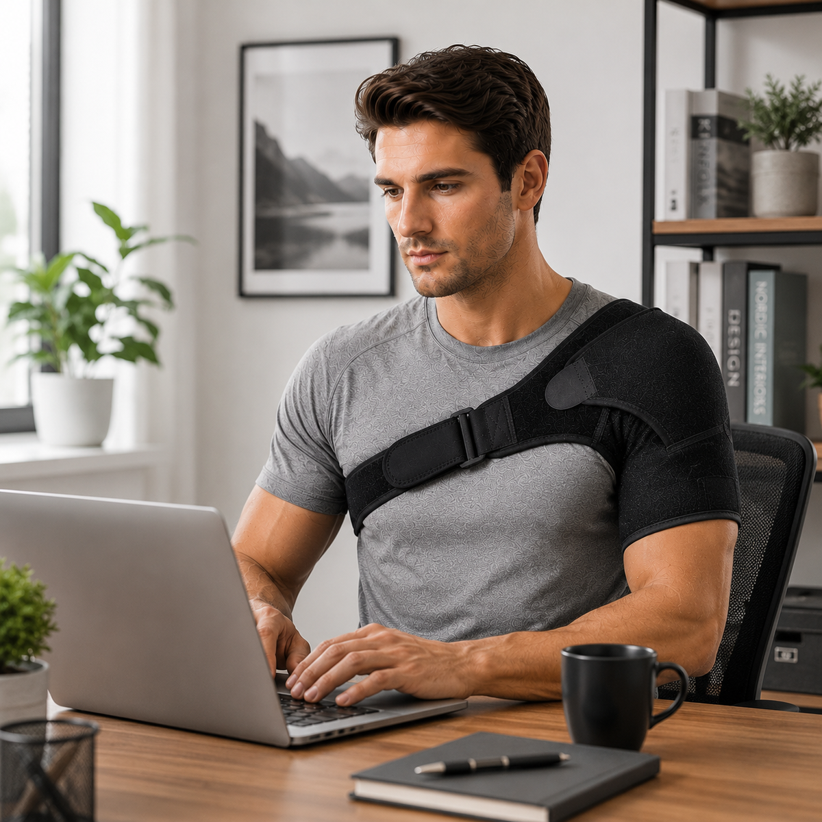 Adjustable Shoulder Support Brace with Compression Straps for Pain Relief & Stability | Thomler