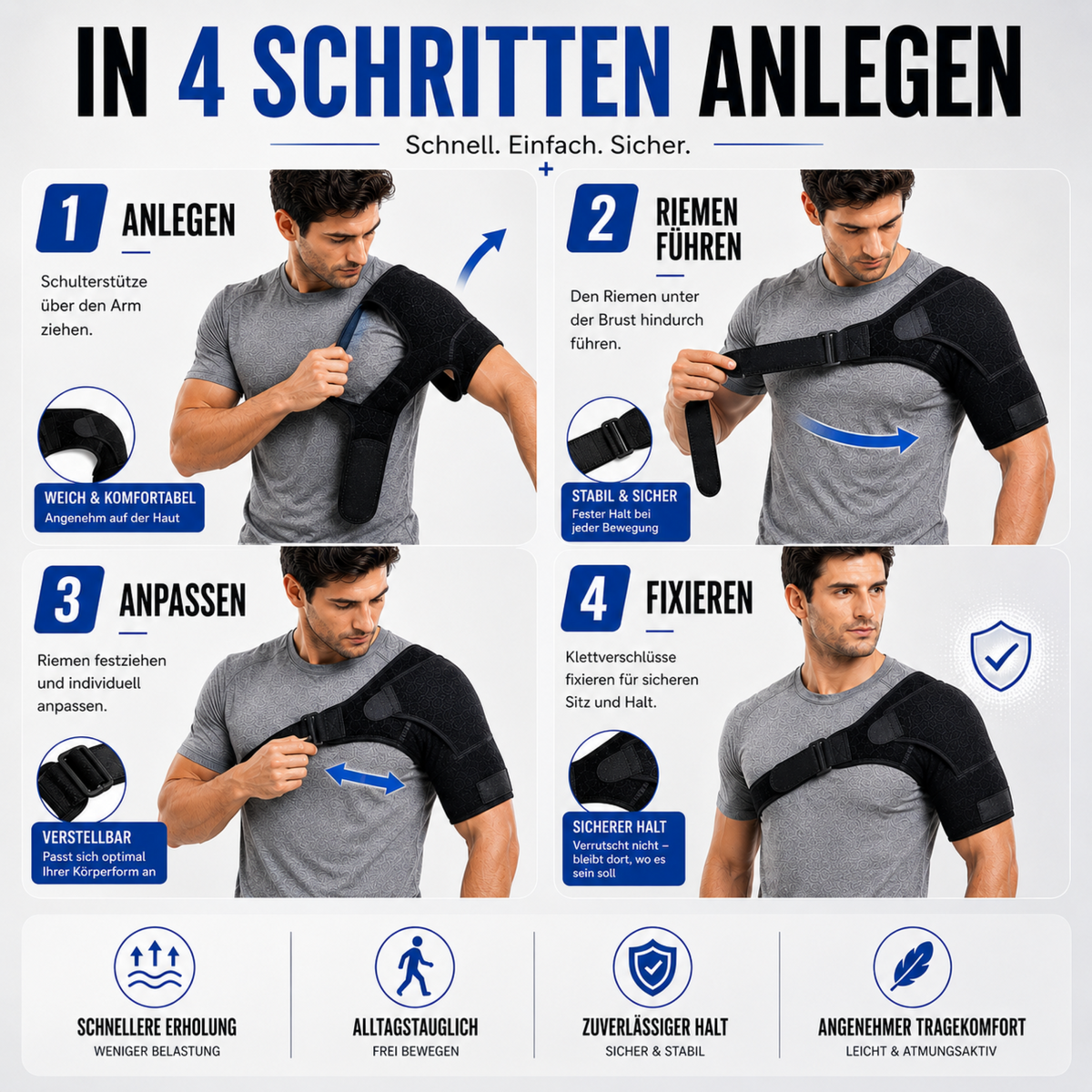 Adjustable Shoulder Support Brace with Compression Straps for Pain Relief & Stability | Thomler
