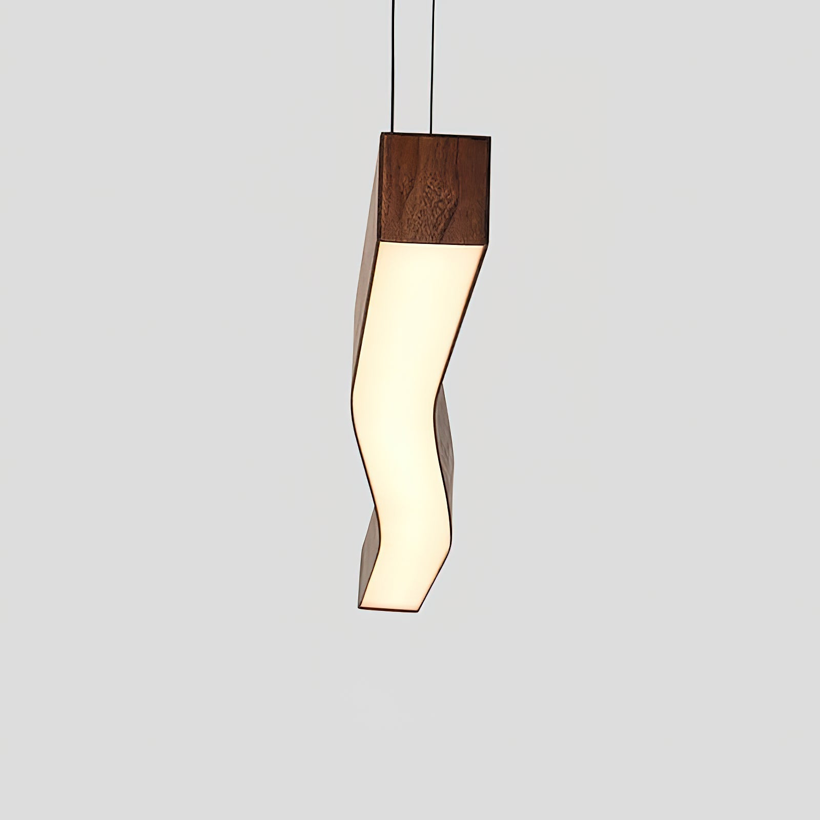 Modern Wave Pendant Light with Walnut-Finish Metal Frame & Dimmable LED for Dining Room Kitchen | Thomler