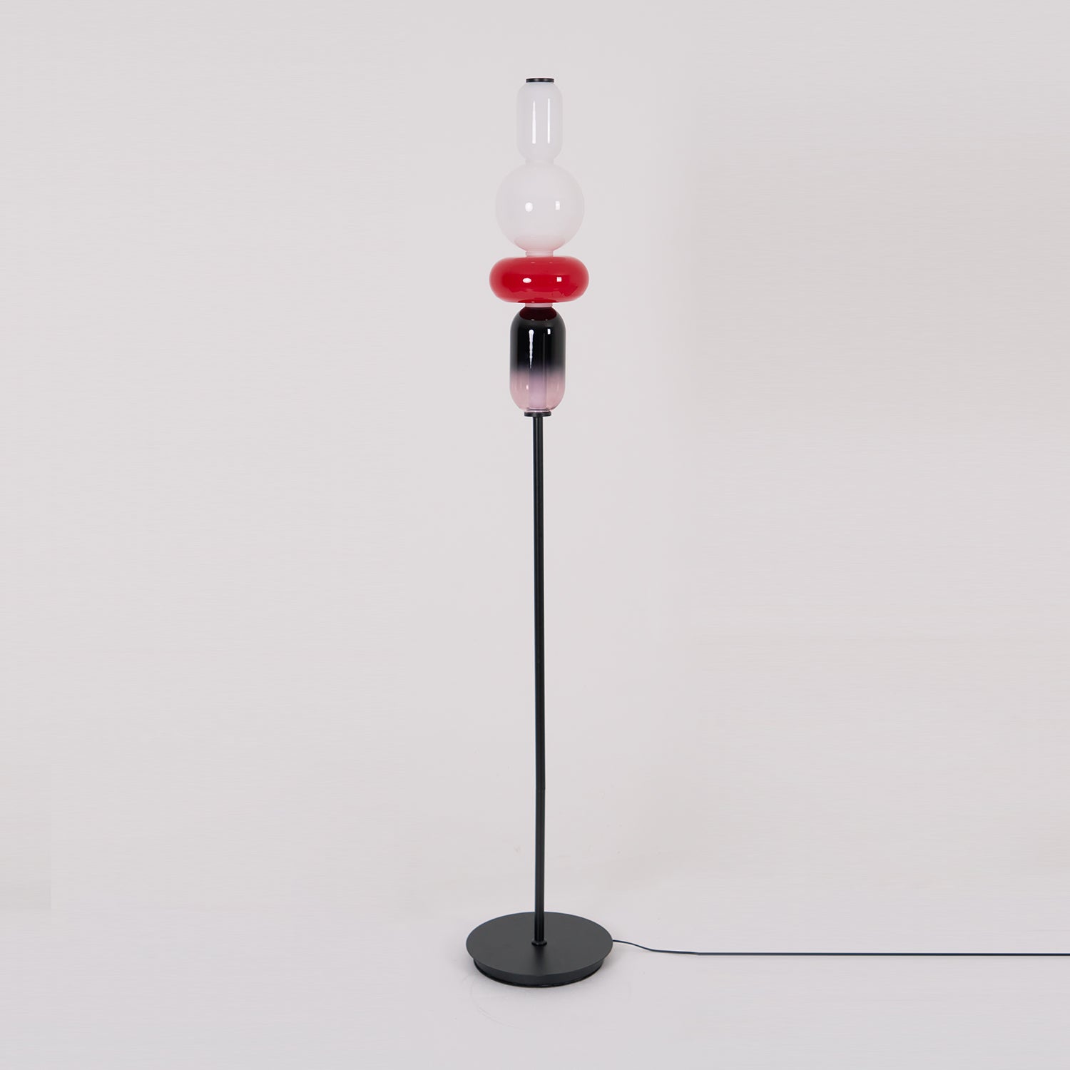 Floor Lamp Hand Blown Glass LED 160.0 cm Red White Black Living Room Decorative Standing Light Modern Sculptural Accent | Thomler