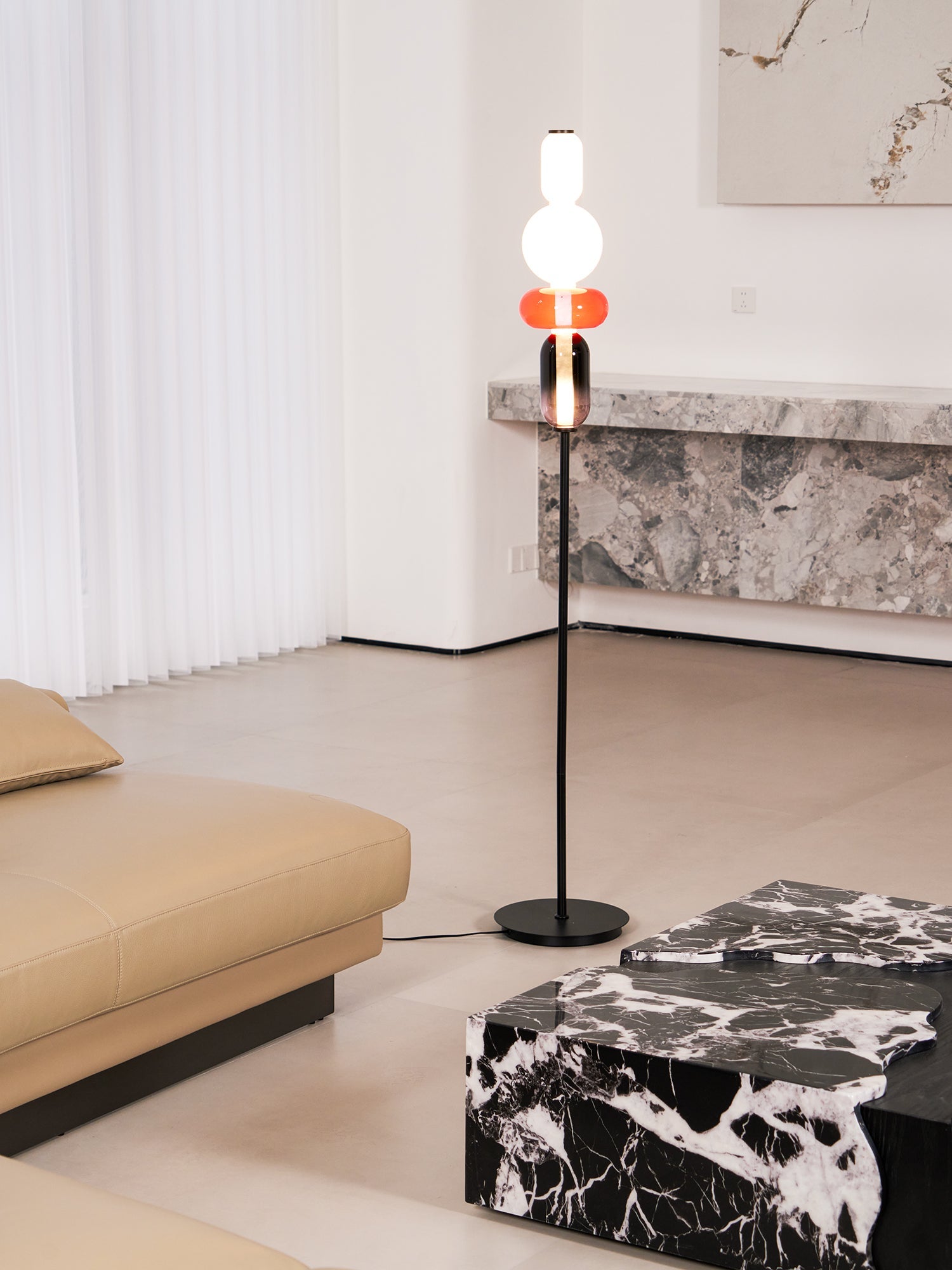 Floor Lamp Metal Glass Acrylic 51.2 in Adjustable Indoor Living Room Lighting Modern Home Decor | Thomler