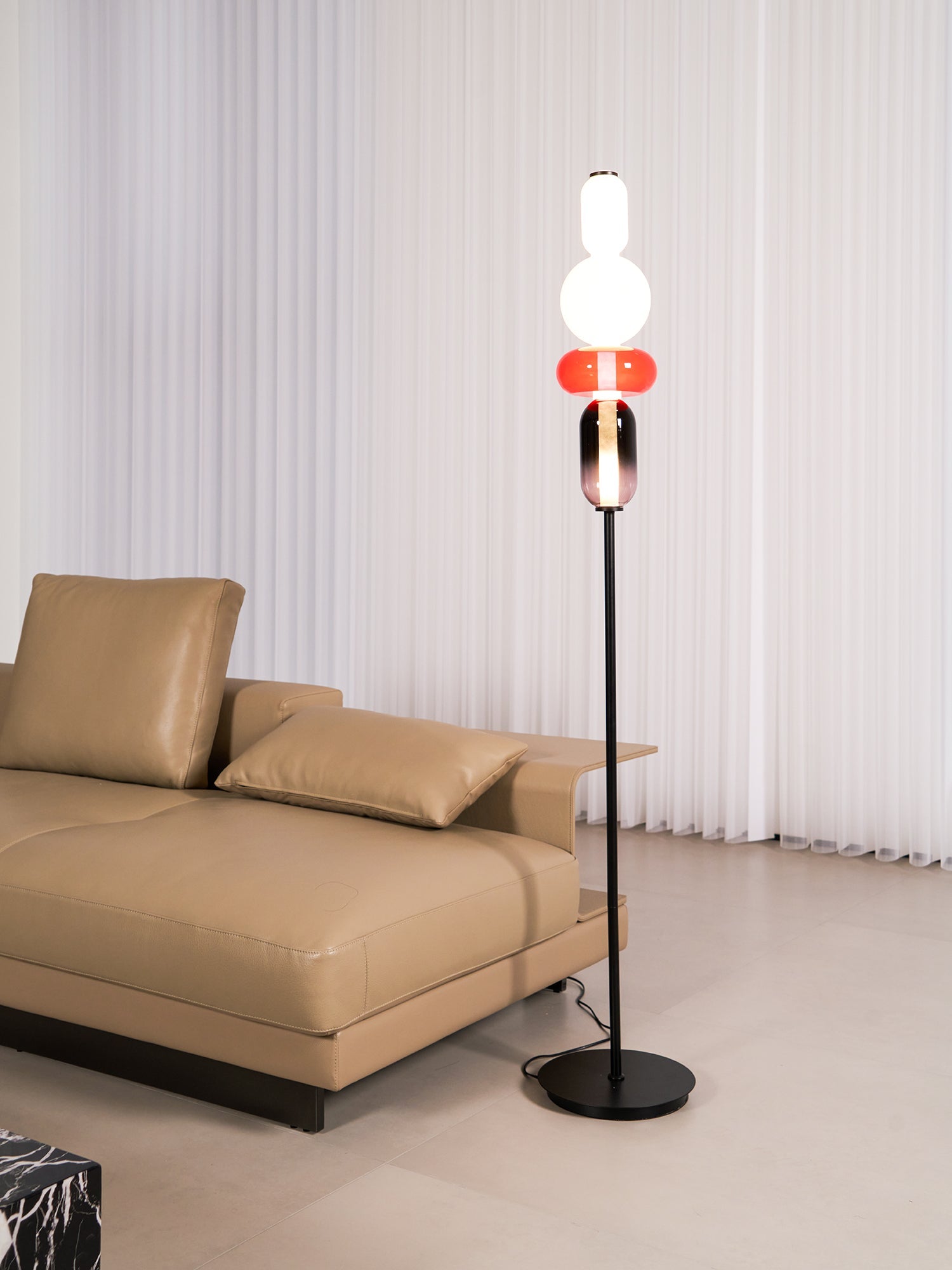 Floor Lamp Metal Glass Acrylic 51.2 in Adjustable Indoor Living Room Lighting Modern Home Decor | Thomler
