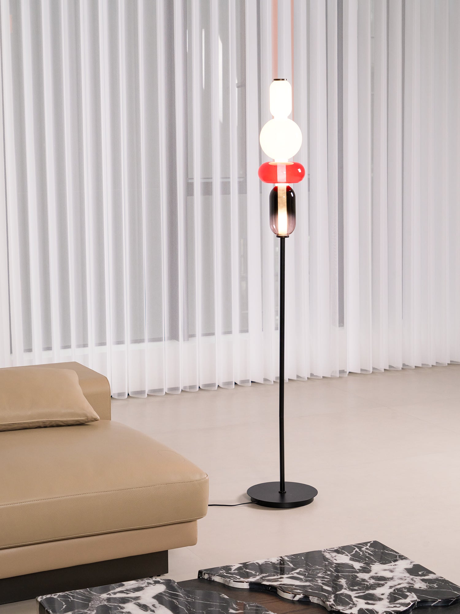 Floor Lamp Metal Glass Acrylic 51.2 in Adjustable Indoor Living Room Lighting Modern Home Decor | Thomler