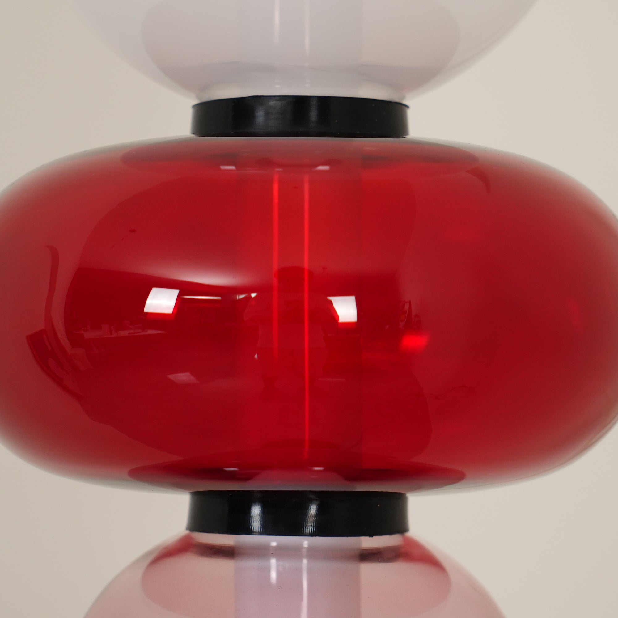 Floor Lamp Hand Blown Glass LED 160.0 cm Red White Black Living Room Decorative Standing Light Modern Sculptural Accent | Thomler