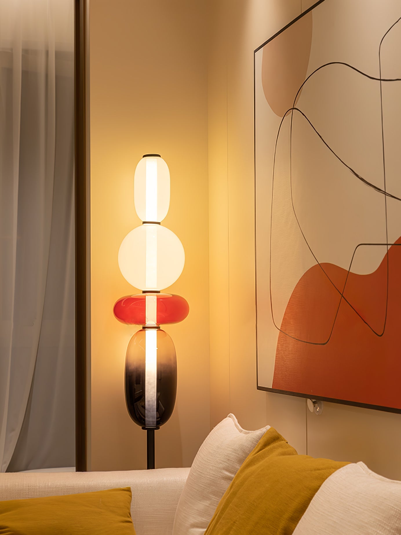 Floor Lamp Metal Glass Acrylic 51.2 in Adjustable Indoor Living Room Lighting Modern Home Decor | Thomler