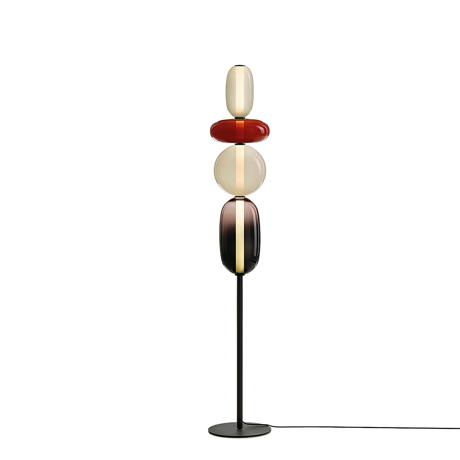 Floor Lamp Hand Blown Glass LED 160.0 cm Red White Black Living Room Decorative Standing Light Modern Sculptural Accent | Thomler