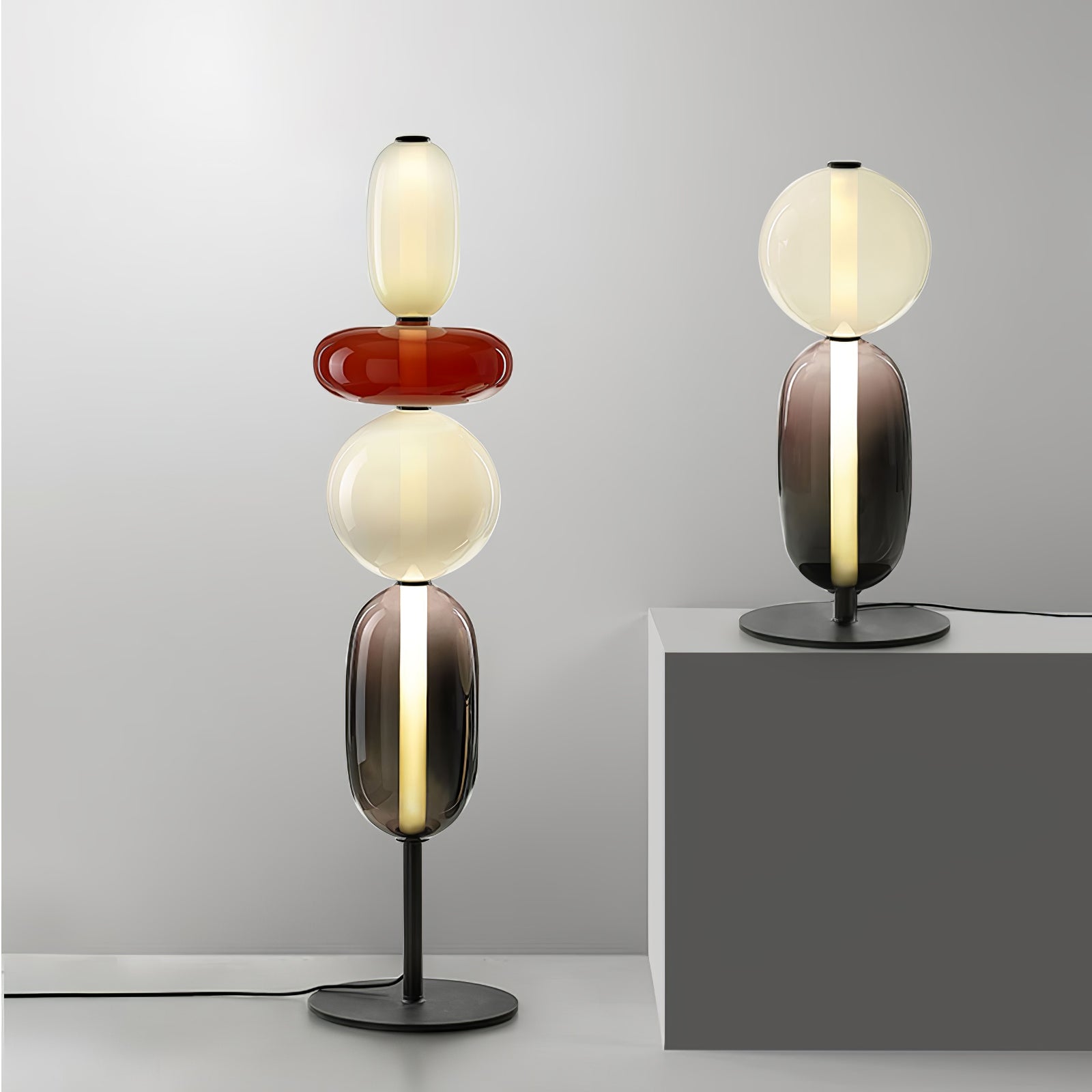 Floor Lamp Metal Glass Acrylic 51.2 in Adjustable Indoor Living Room Lighting Modern Home Decor | Thomler