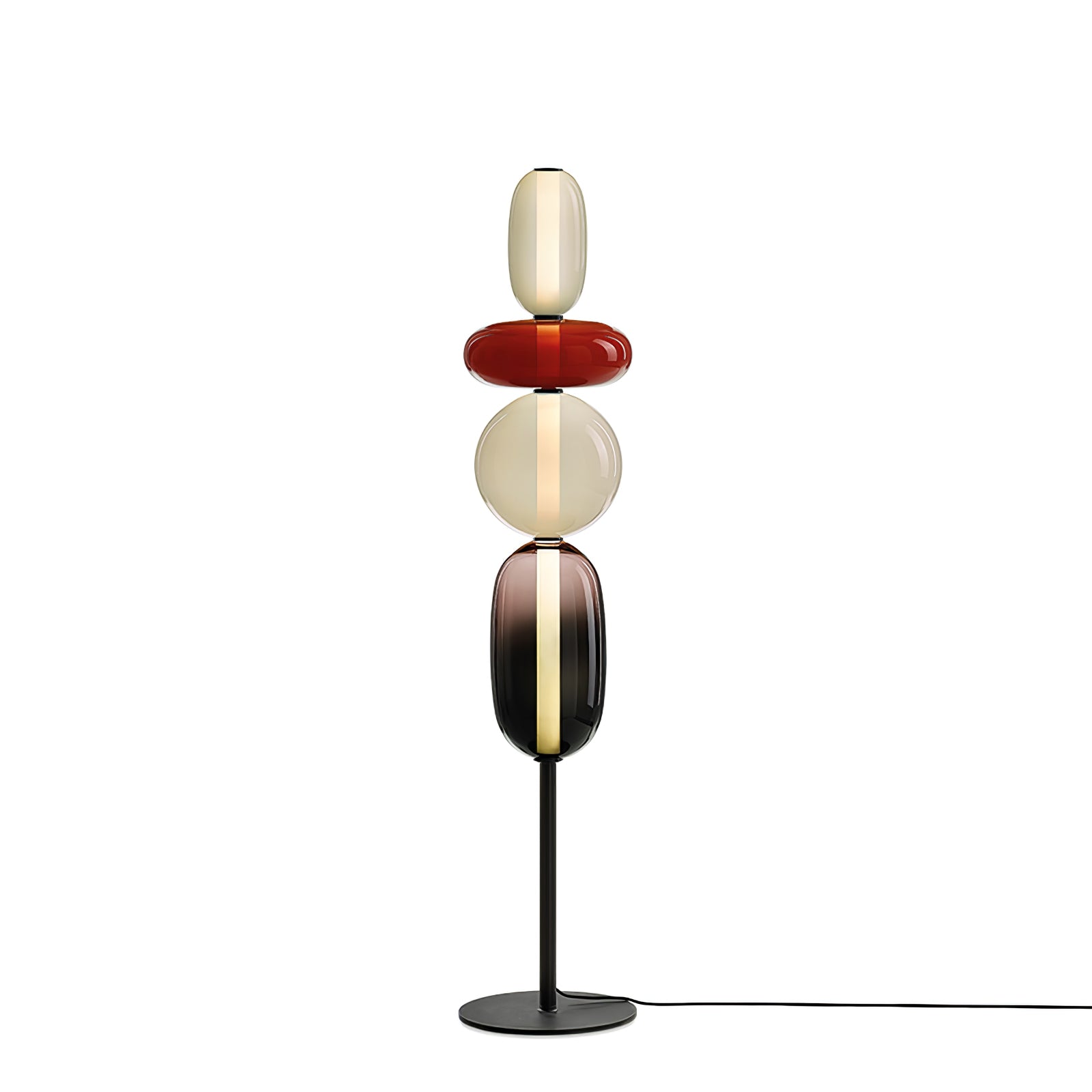 Floor Lamp Hand Blown Glass LED 160.0 cm Red White Black Living Room Decorative Standing Light Modern Sculptural Accent | Thomler