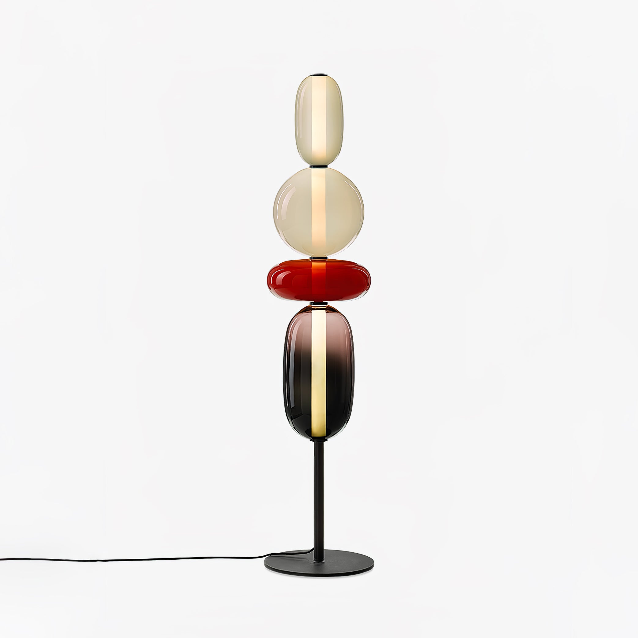 Floor Lamp Hand Blown Glass LED 160.0 cm Red White Black Living Room Decorative Standing Light Modern Sculptural Accent | Thomler