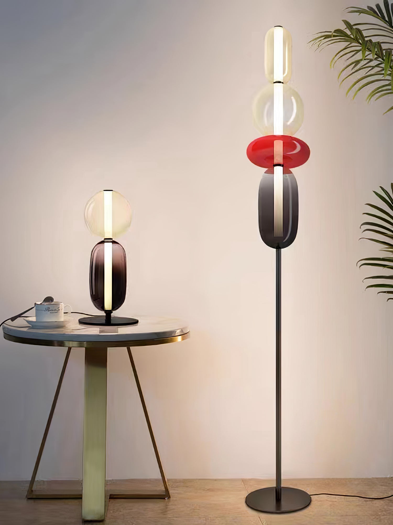 Floor Lamp Metal Glass Acrylic 51.2 in Adjustable Indoor Living Room Lighting Modern Home Decor | Thomler