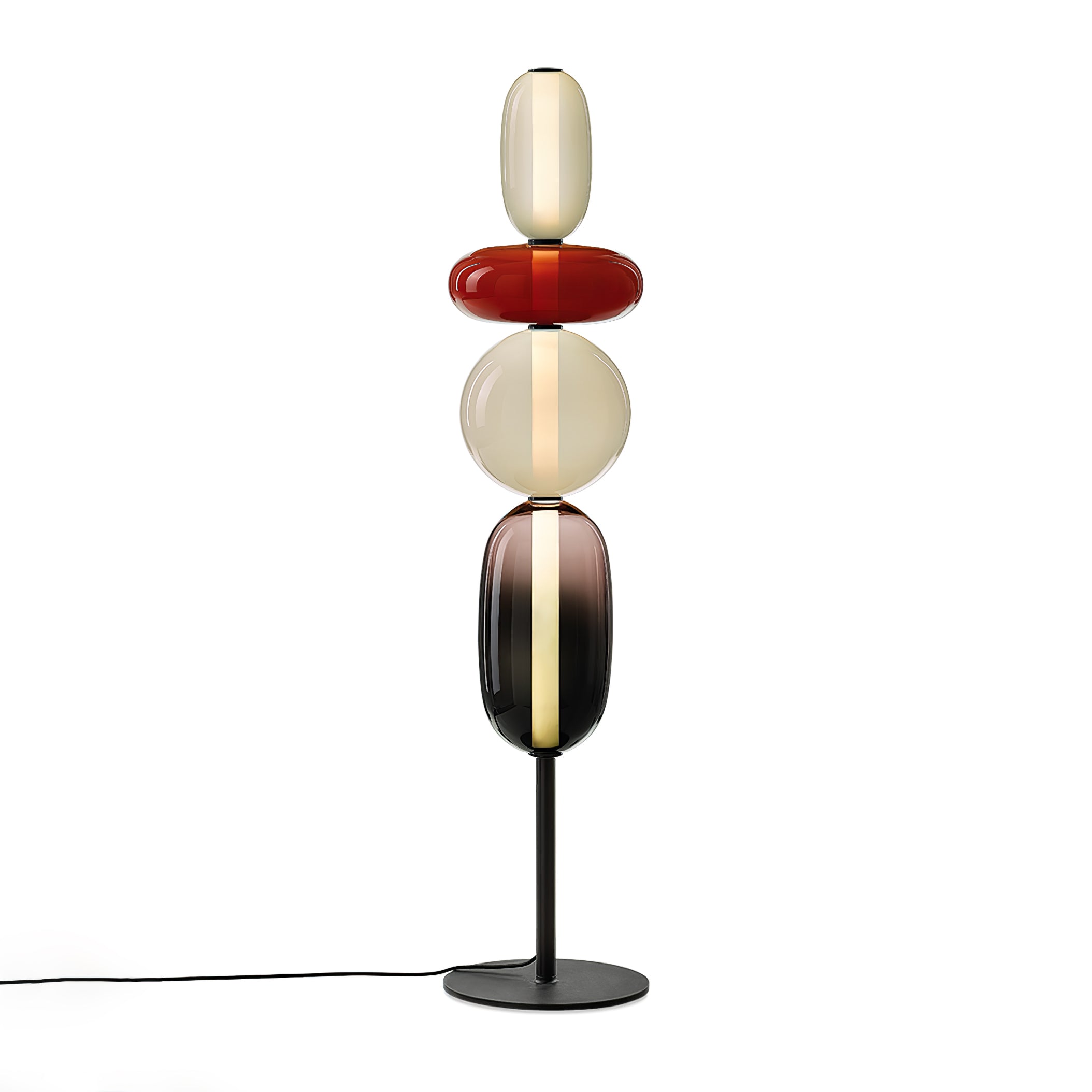 Floor Lamp Hand Blown Glass LED 160.0 cm Red White Black Living Room Decorative Standing Light Modern Sculptural Accent | Thomler