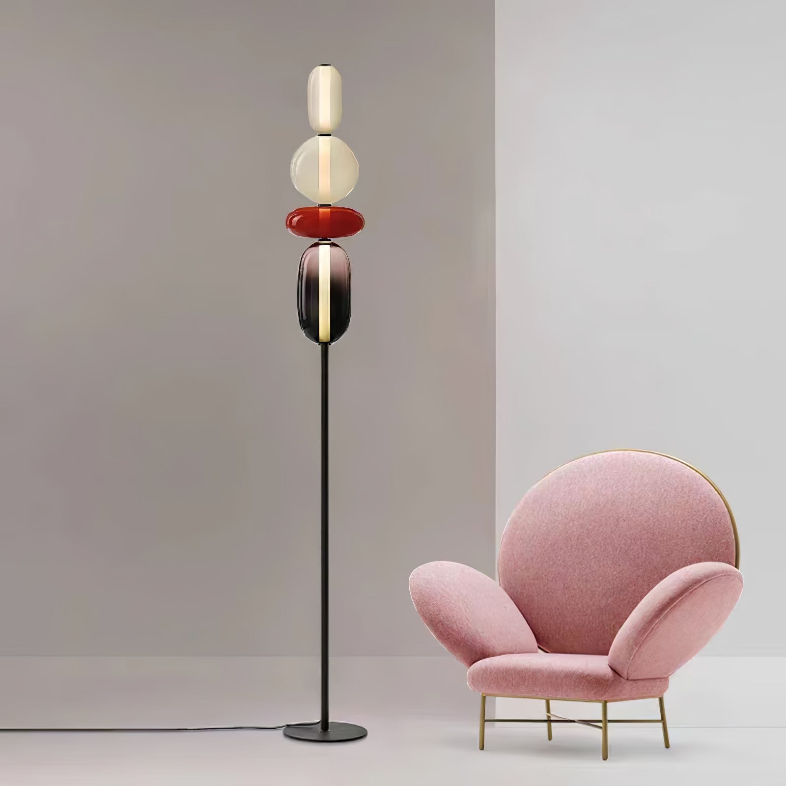 Floor Lamp Metal Glass Acrylic 51.2 in Adjustable Indoor Living Room Lighting Modern Home Decor | Thomler