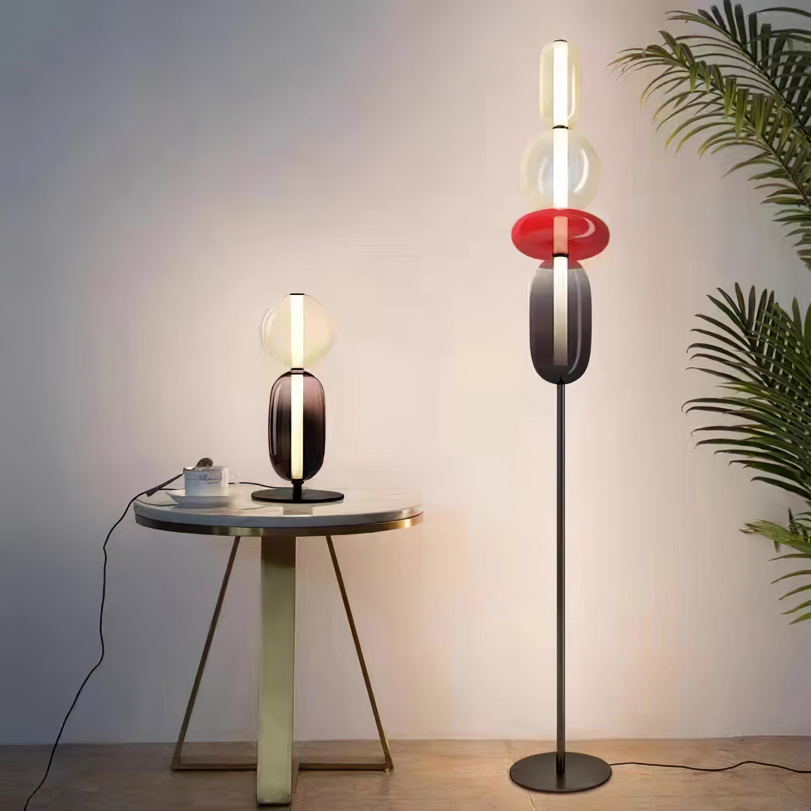 Floor Lamp Metal Glass Acrylic 51.2 in Adjustable Indoor Living Room Lighting Modern Home Decor | Thomler