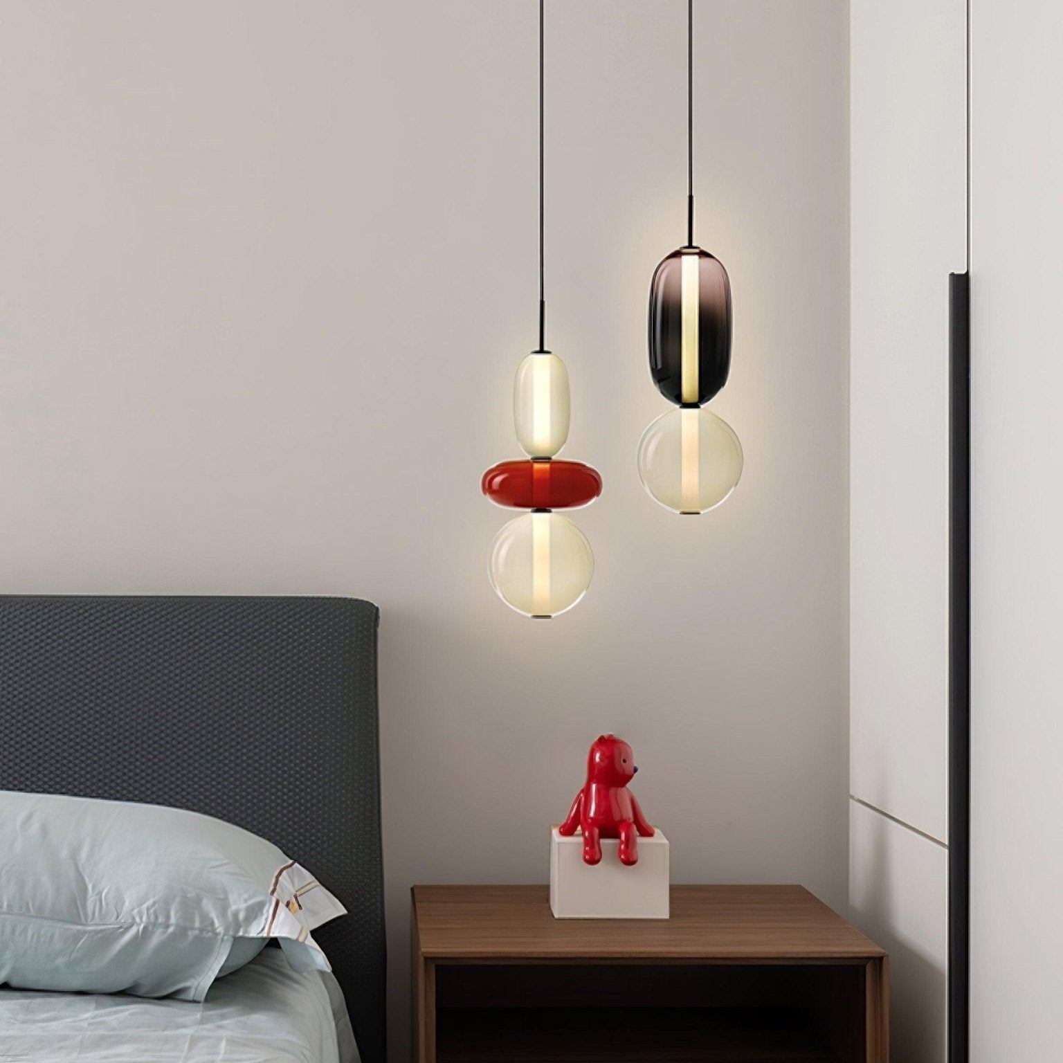 Pendant Light Glass Integrated LED 18.0 cm Colourful Dining Room Living Room Dimmable Hanging Ceiling Lamp Adjustable Suspension | Thomler