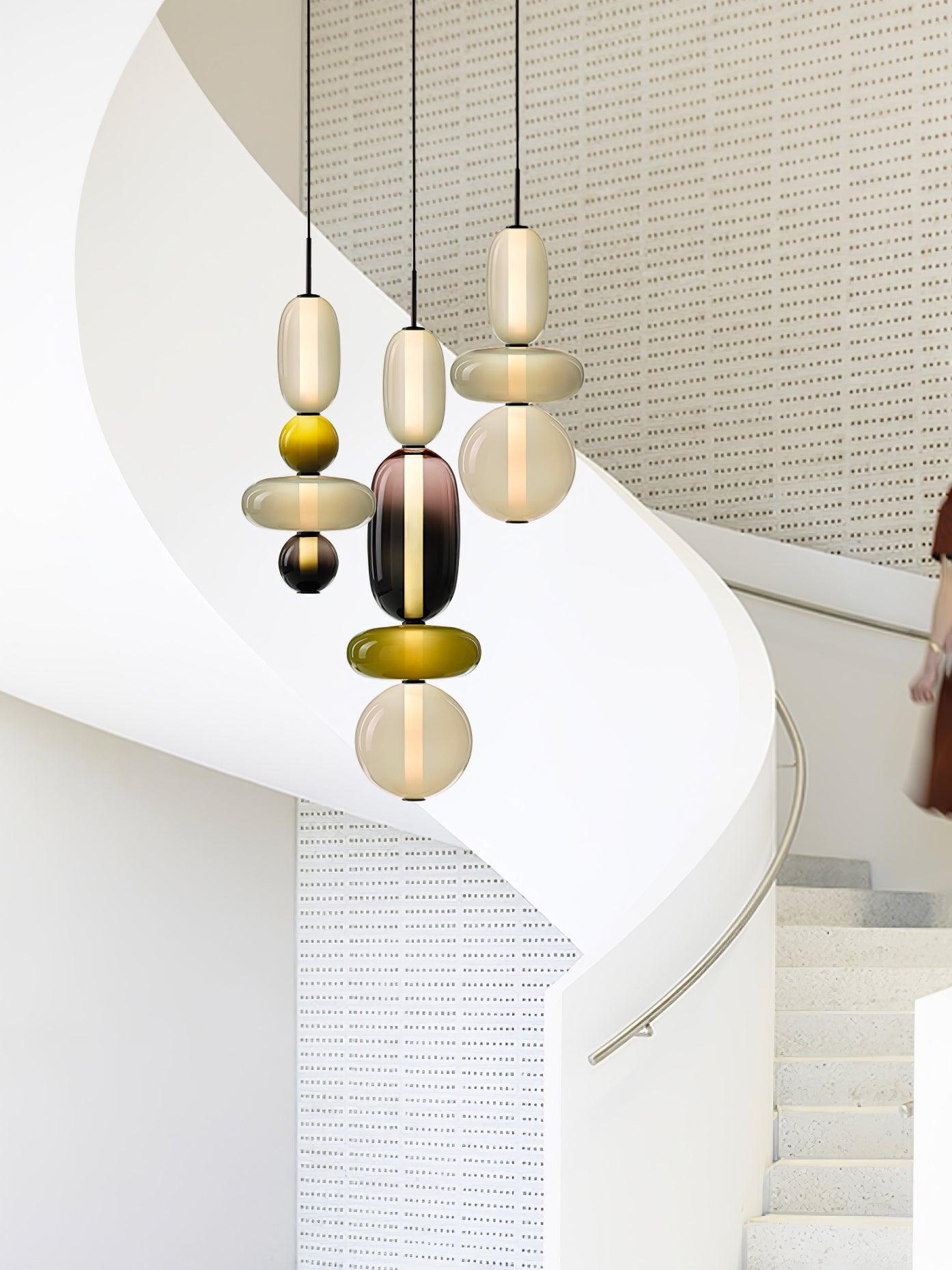 Candied Glass Pendant Light 19.7 in LED Ceiling Fixture Multi-Color Indoor Dining Room Hanging Lamp | Thomler