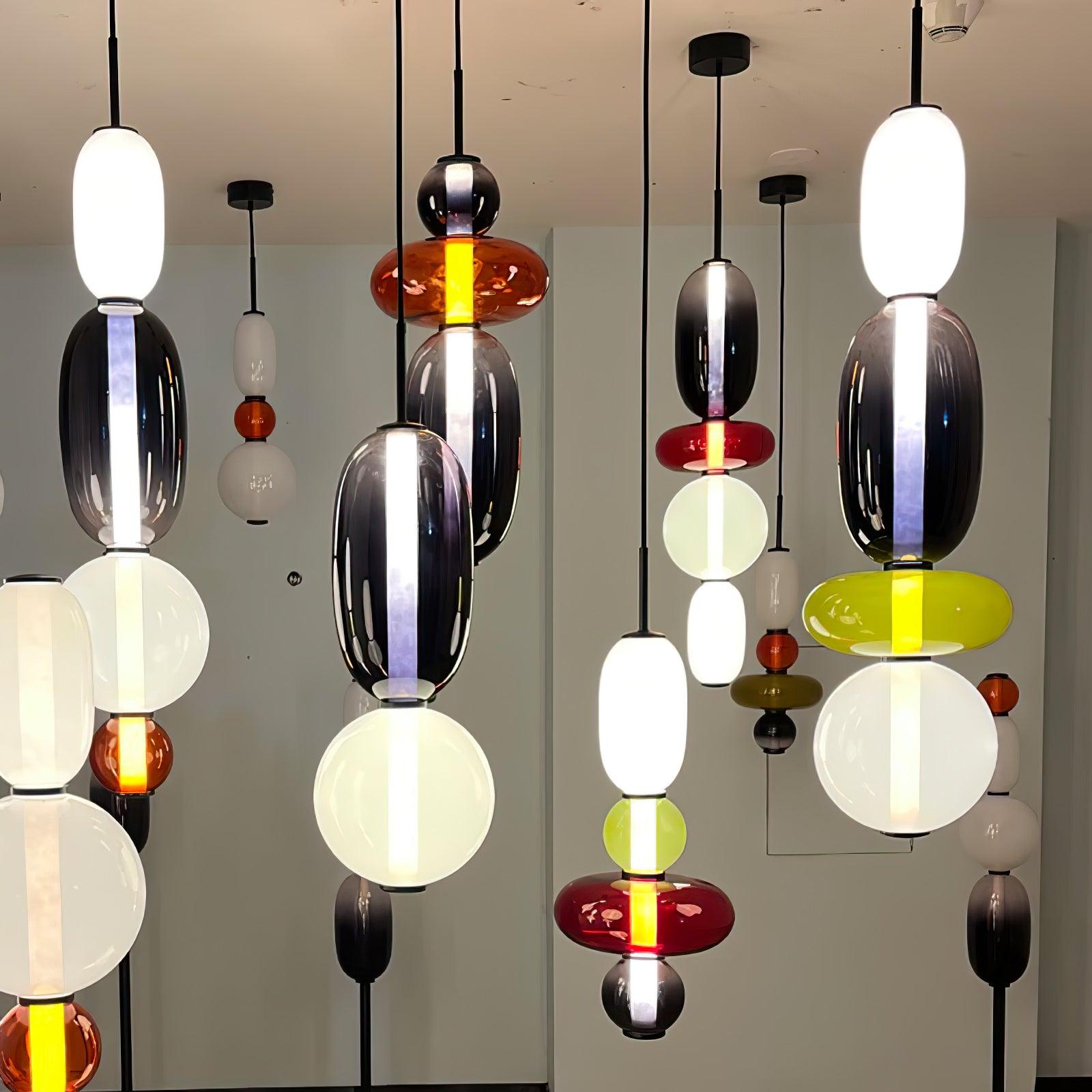 Pendant Light Glass Integrated LED 18.0 cm Colourful Dining Room Living Room Dimmable Hanging Ceiling Lamp Adjustable Suspension | Thomler