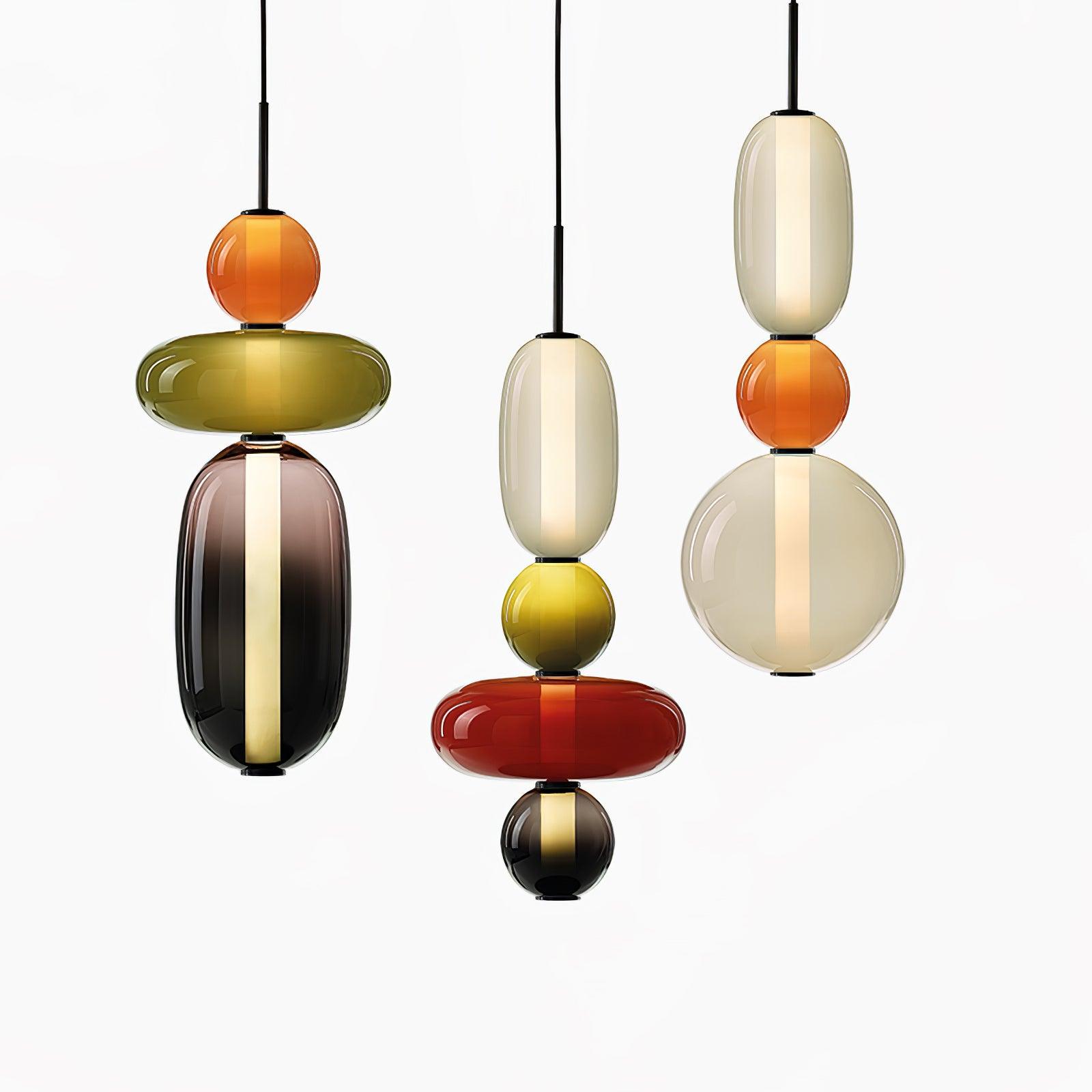 Candied Glass Pendant Light 19.7 in LED Ceiling Fixture Multi-Color Indoor Dining Room Hanging Lamp | Thomler