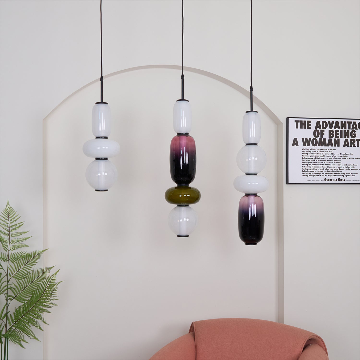 Candied Glass Pendant Light 19.7 in LED Ceiling Fixture Multi-Color Indoor Dining Room Hanging Lamp | Thomler