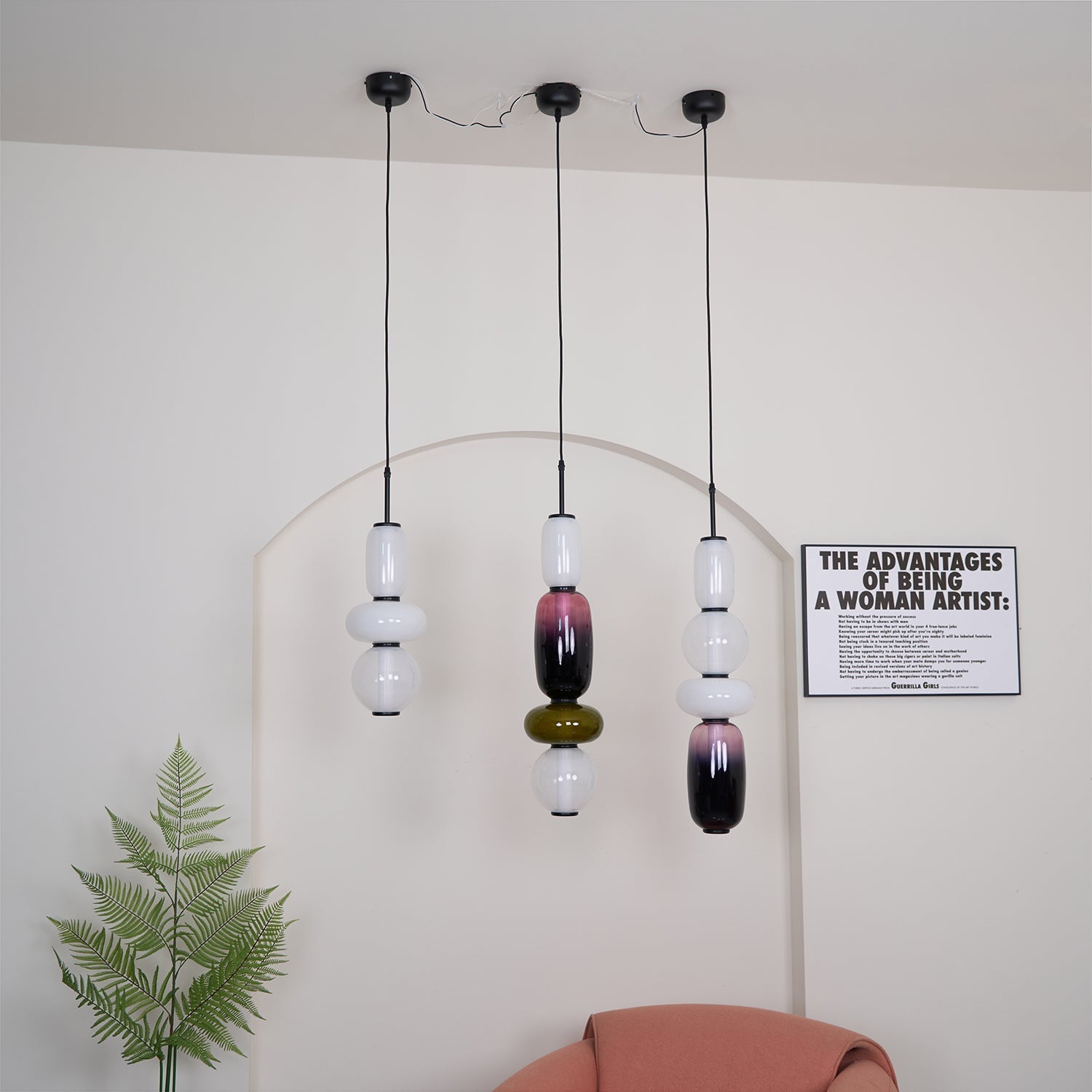 Candied Glass Pendant Light 19.7 in LED Ceiling Fixture Multi-Color Indoor Dining Room Hanging Lamp | Thomler