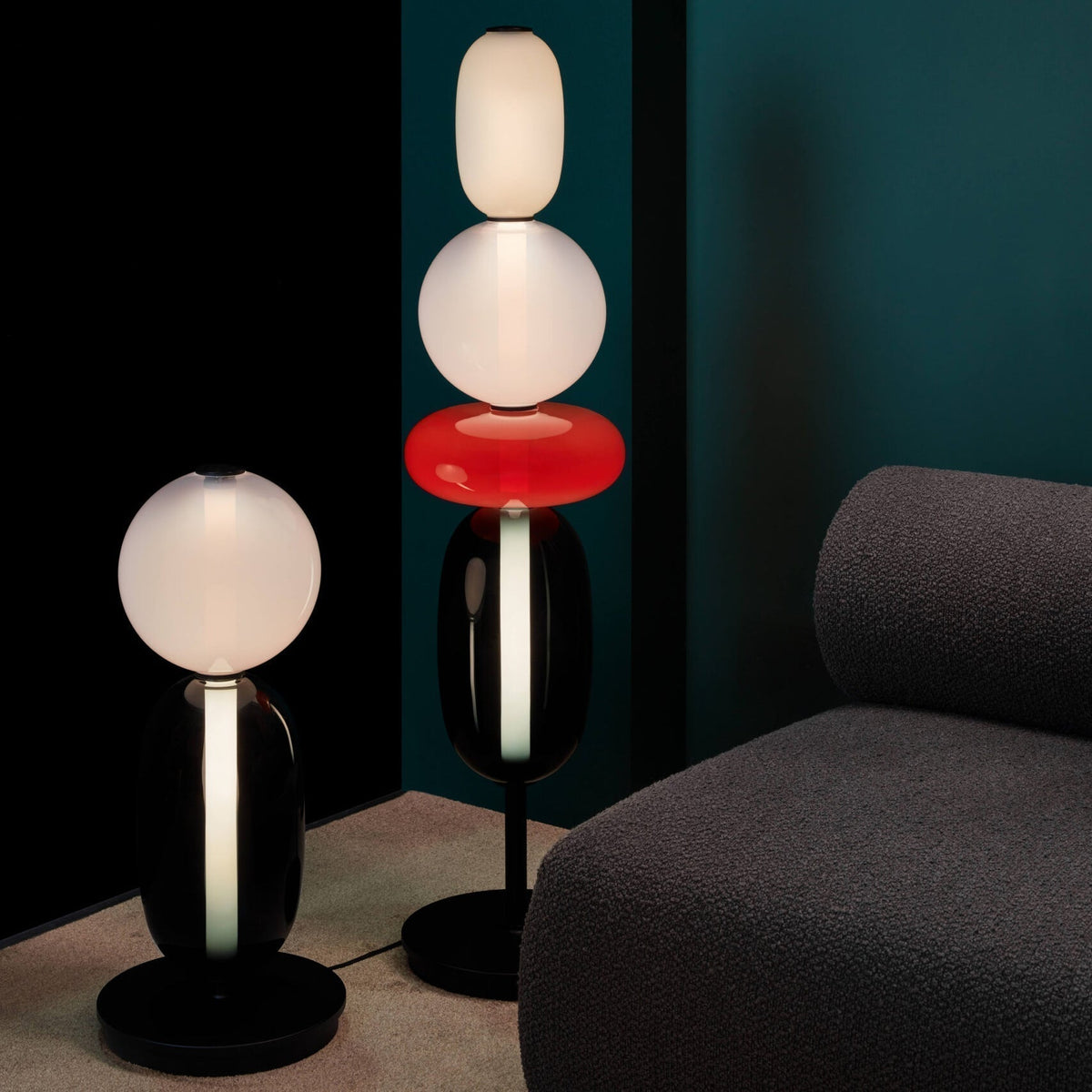 Modern Acrylic Column Table Lamp with Colored Glass Shade & Dimmer Remote – Contemporary LED Desk Light for Bedroom, Living Room | Thomler
