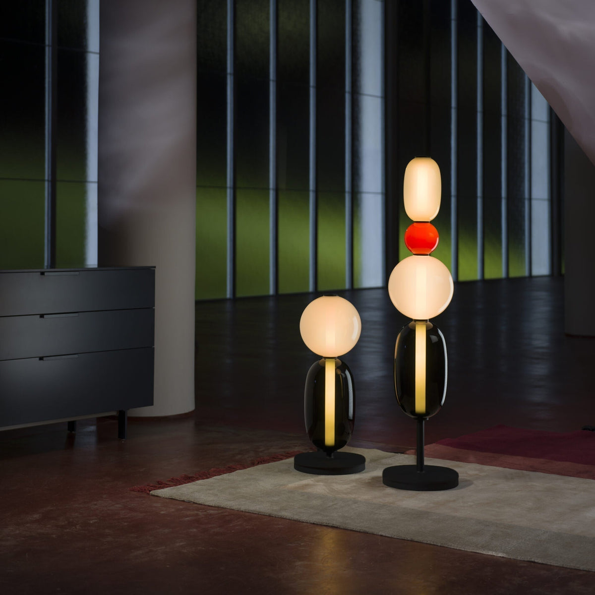 Modern Acrylic Column Table Lamp with Colored Glass Shade & Dimmer Remote – Contemporary LED Desk Light for Bedroom, Living Room | Thomler