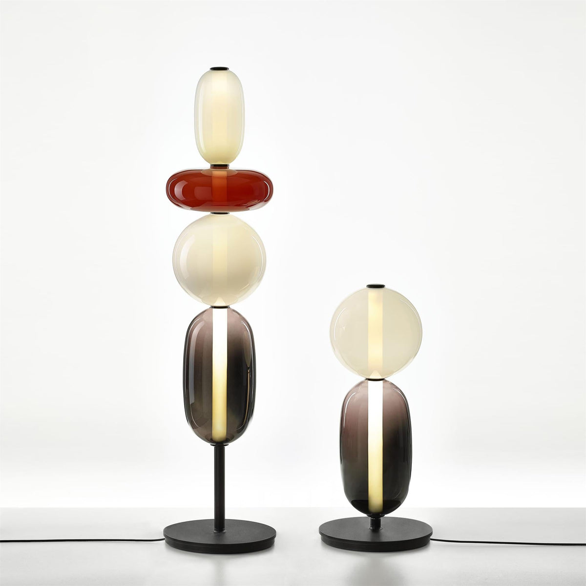Modern Acrylic Column Table Lamp with Colored Glass Shade & Dimmer Remote – Contemporary LED Desk Light for Bedroom, Living Room | Thomler