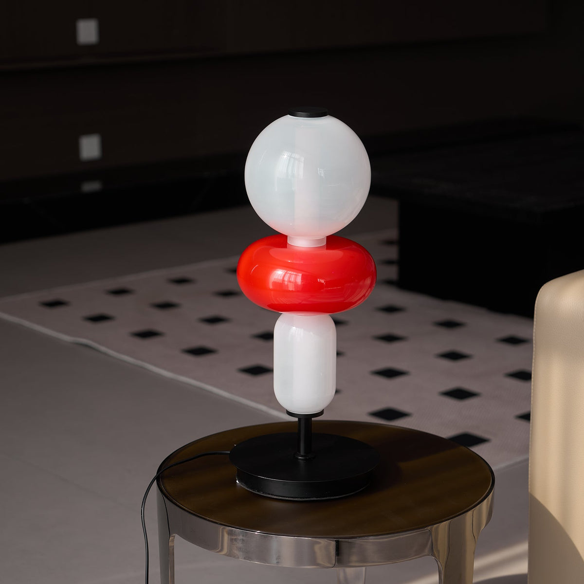 Modern Acrylic Column Table Lamp with Colored Glass Shade & Dimmer Remote – Contemporary LED Desk Light for Bedroom, Living Room | Thomler