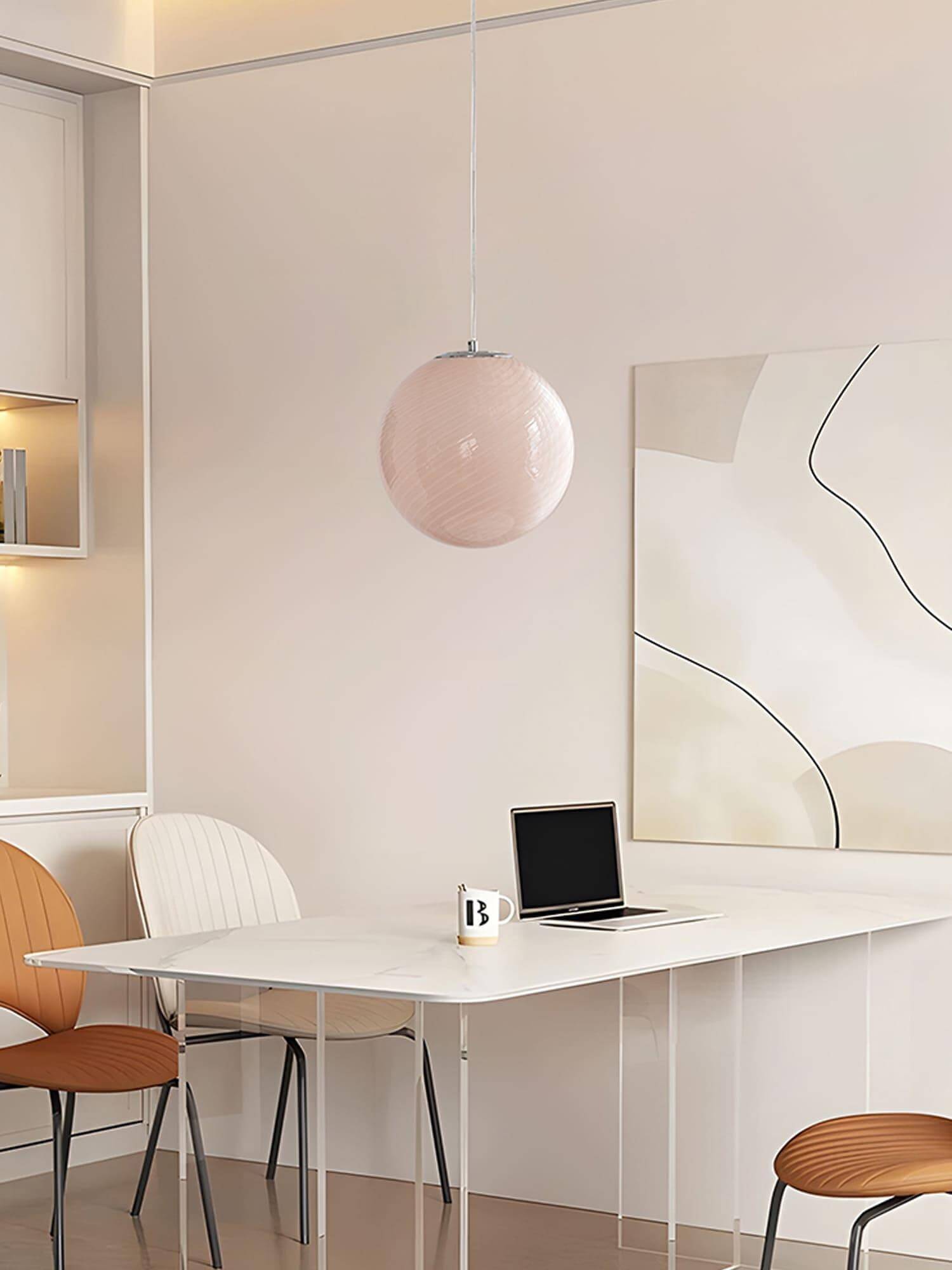 Pendant Light Glass Sphere 11.8 in Milk Honey Kitchen Island Hanging Ceiling Lamp Modern Dining Room Lighting Fixture | Thomler