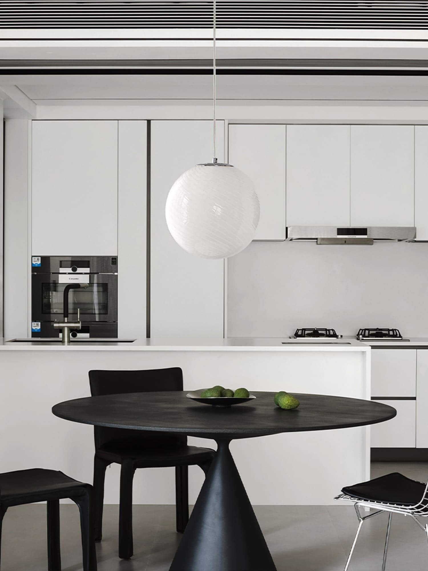 Pendant Light Glass Sphere 11.8 in Milk Honey Kitchen Island Hanging Ceiling Lamp Modern Dining Room Lighting Fixture | Thomler